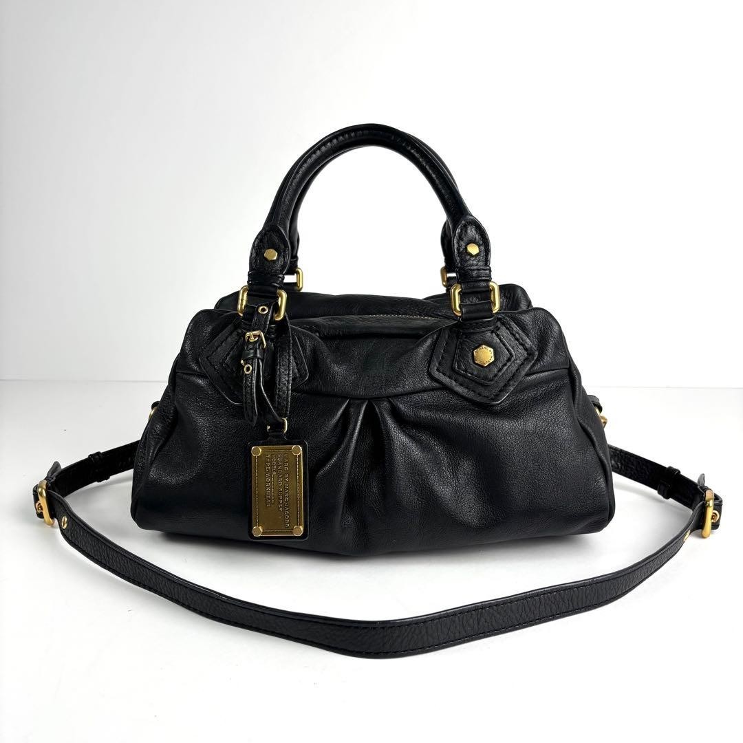 Marc Jacobs Classic Q Baby Groovy 2way Shoulder Bag Handbag Black Auth Y2K e69