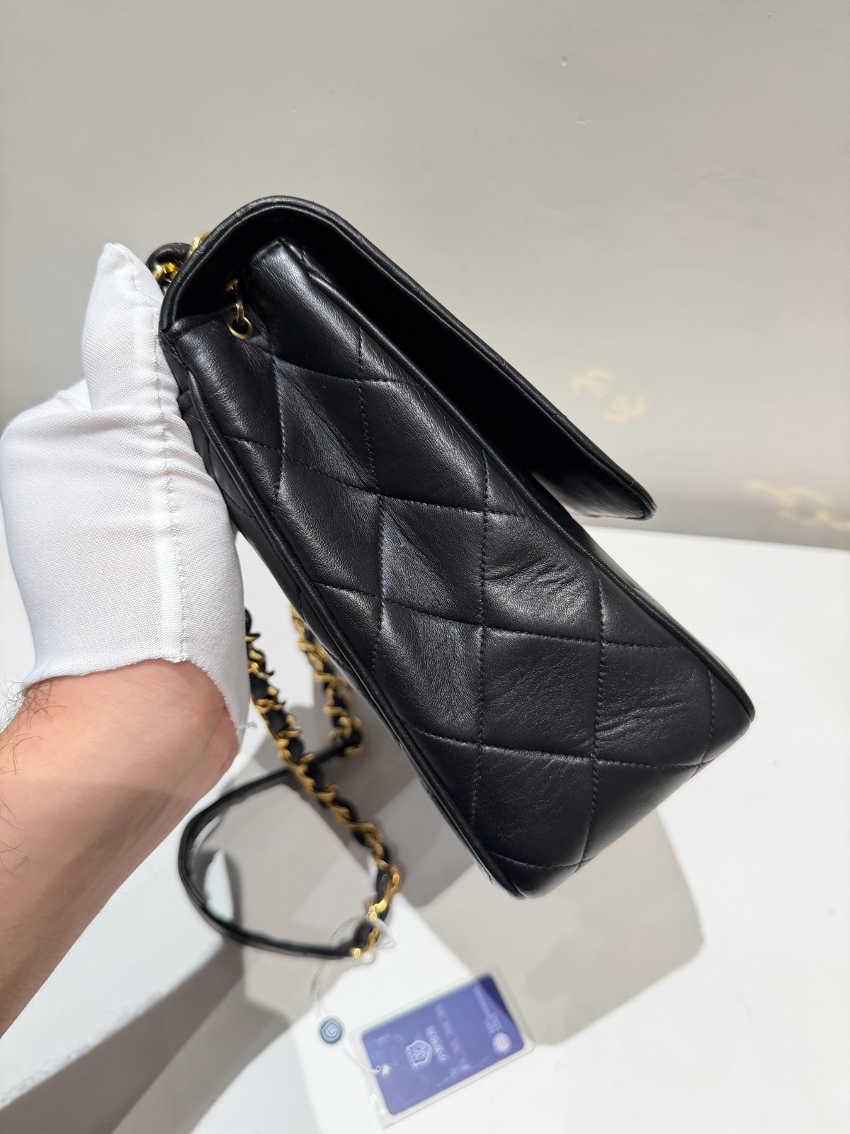 Chanel Vintage Classic Flap Normal Size Black Calfskin Leather Shoulder Crossbod