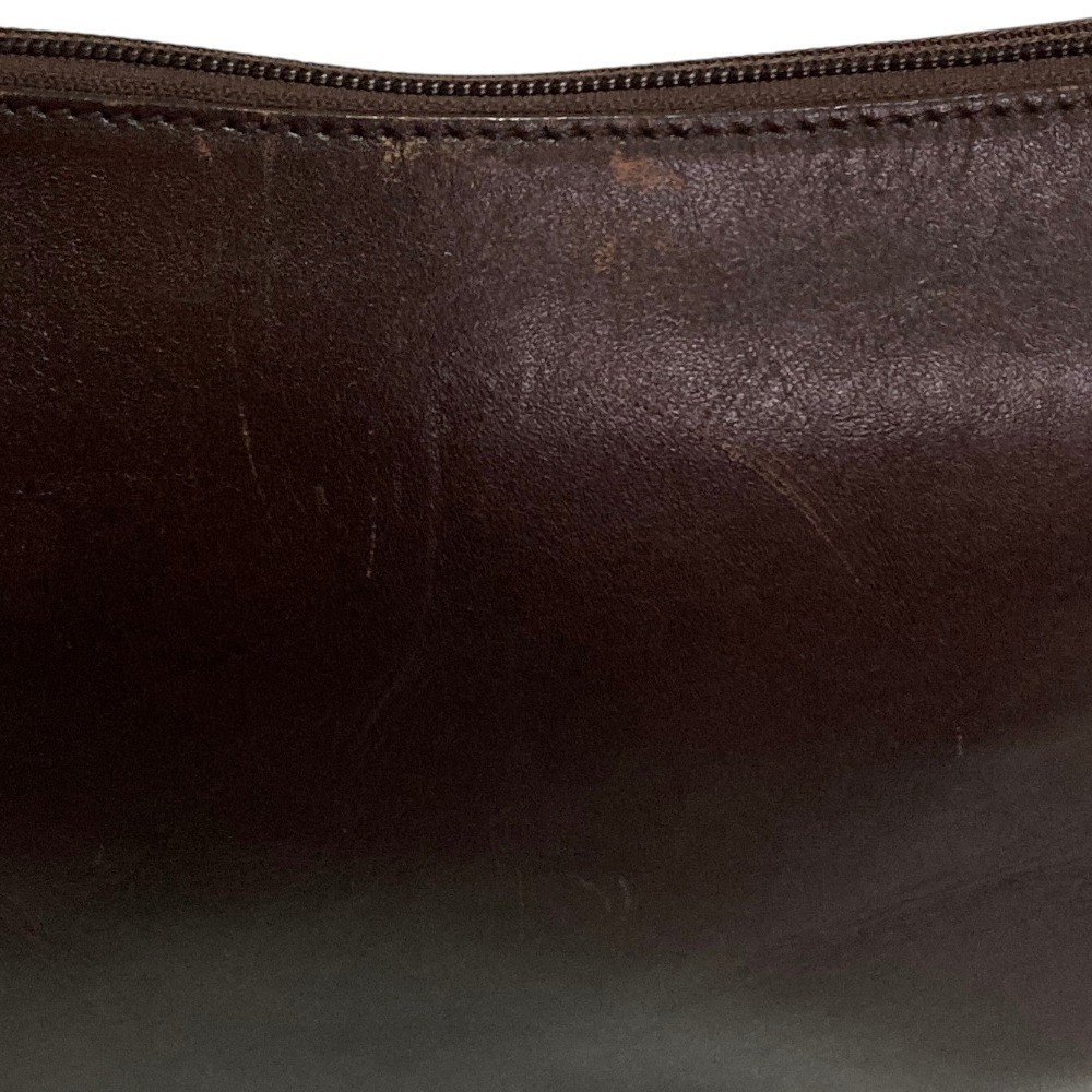 HIROFU Leather Semi-Shoulder Bag Brown Women USED