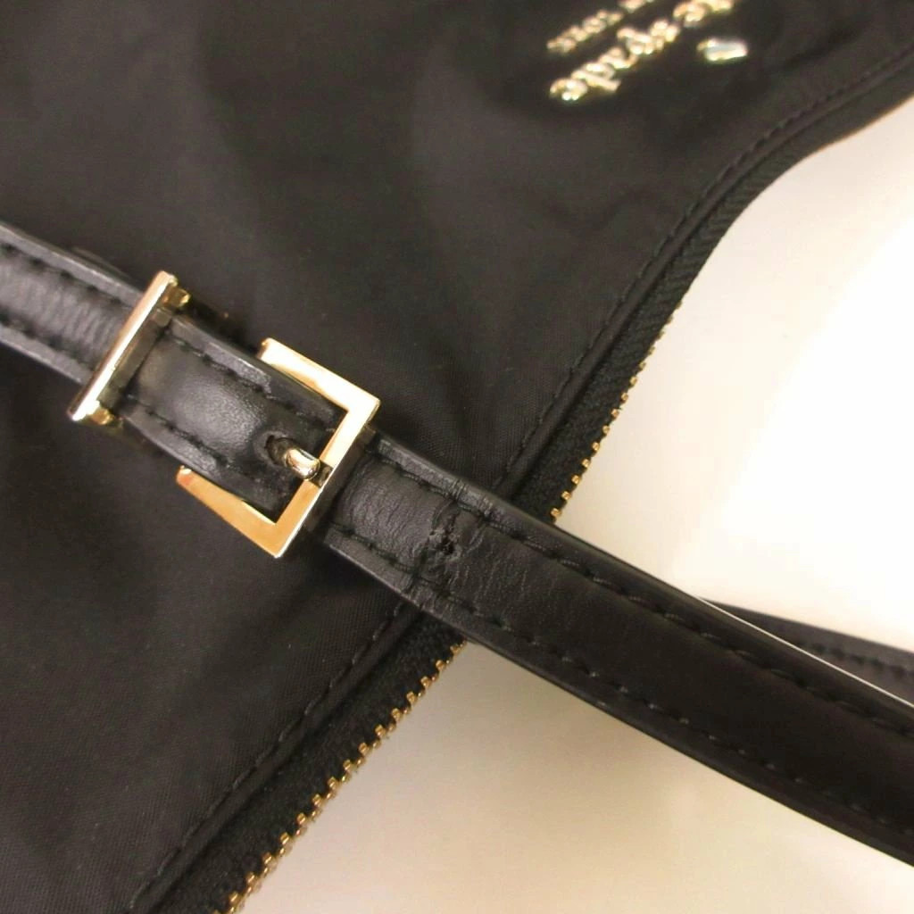 Used Kate Spade Tote Bag Black Zipper Closure Logo Plate Buckle Decoration SX GY