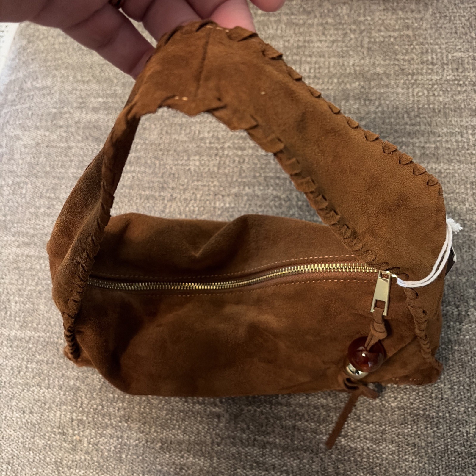 Brown Suede Shoulder Bag Chevalier Firenze Made In Italy NWT 12w/6h/5d