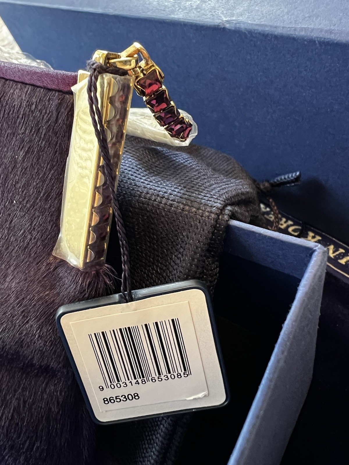 Swarovski Purple Busy Evening Bag Crystal Strap Gold Tone Magnetic Clutch