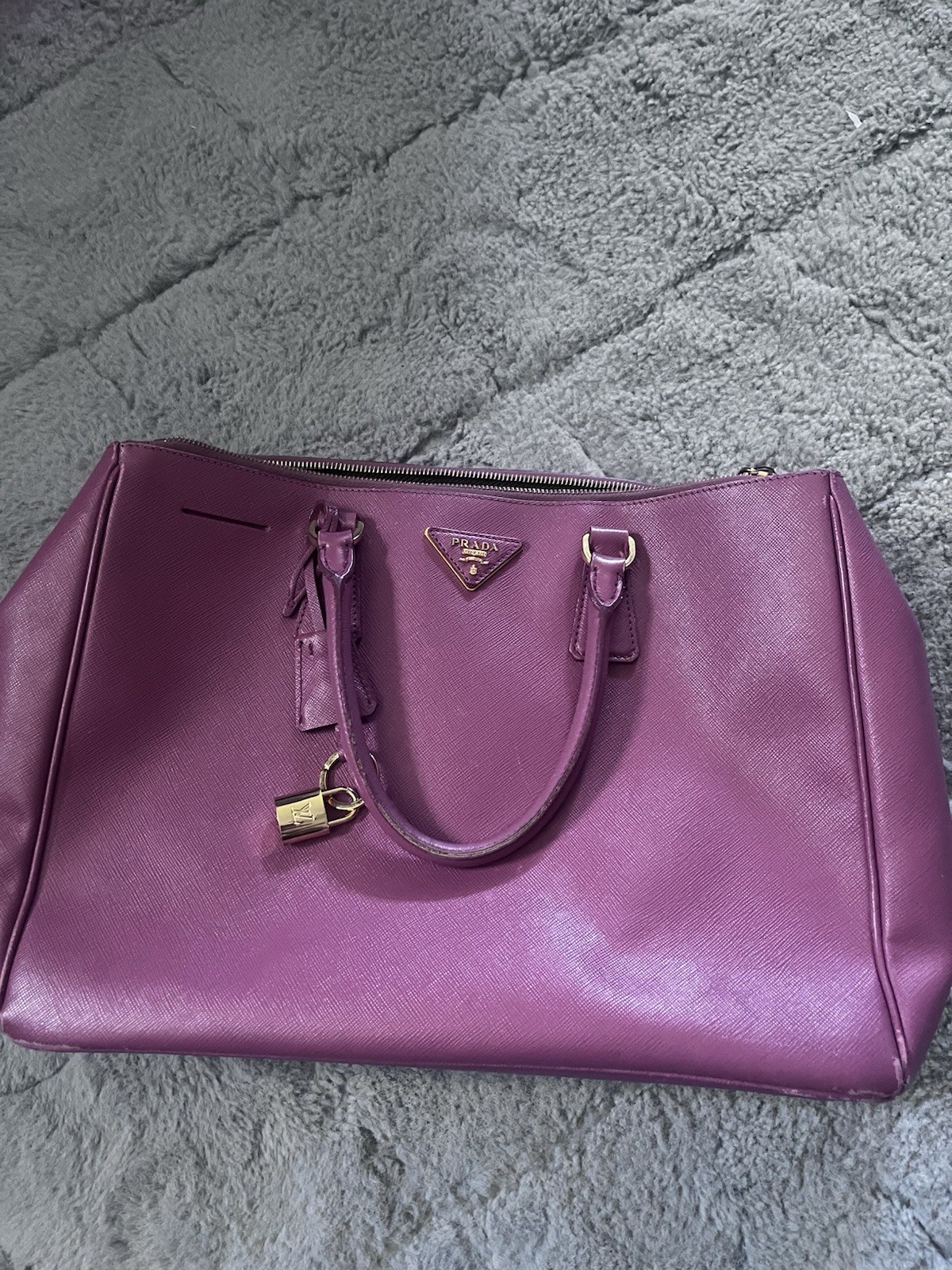 PRADA Large Galleria Saffiano Leather Hand Tote Bag Pink And Gold READ DESC