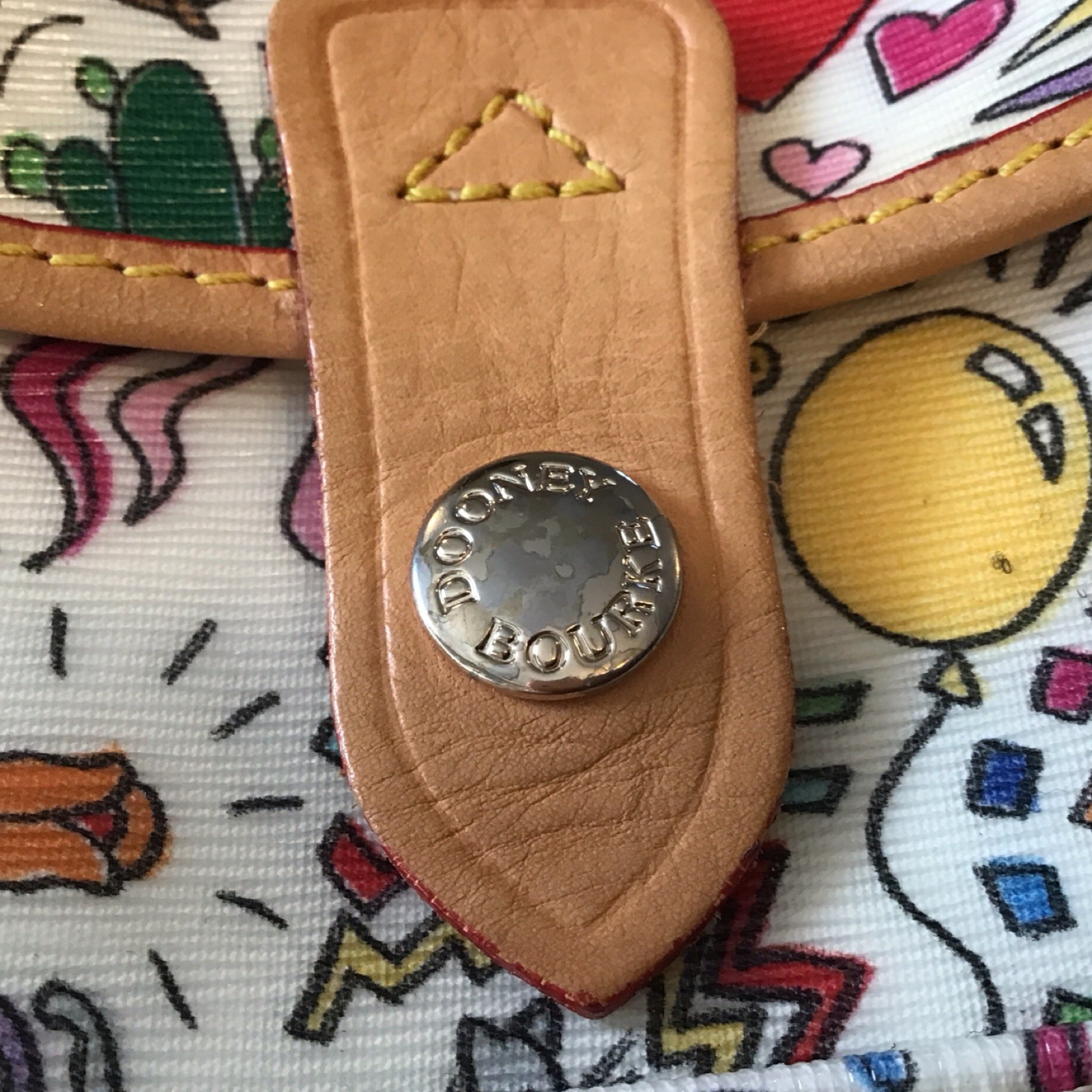 Dooney & Bourke Colorful Multicolor Doodle Print Wristlet Snap Wrist Strap