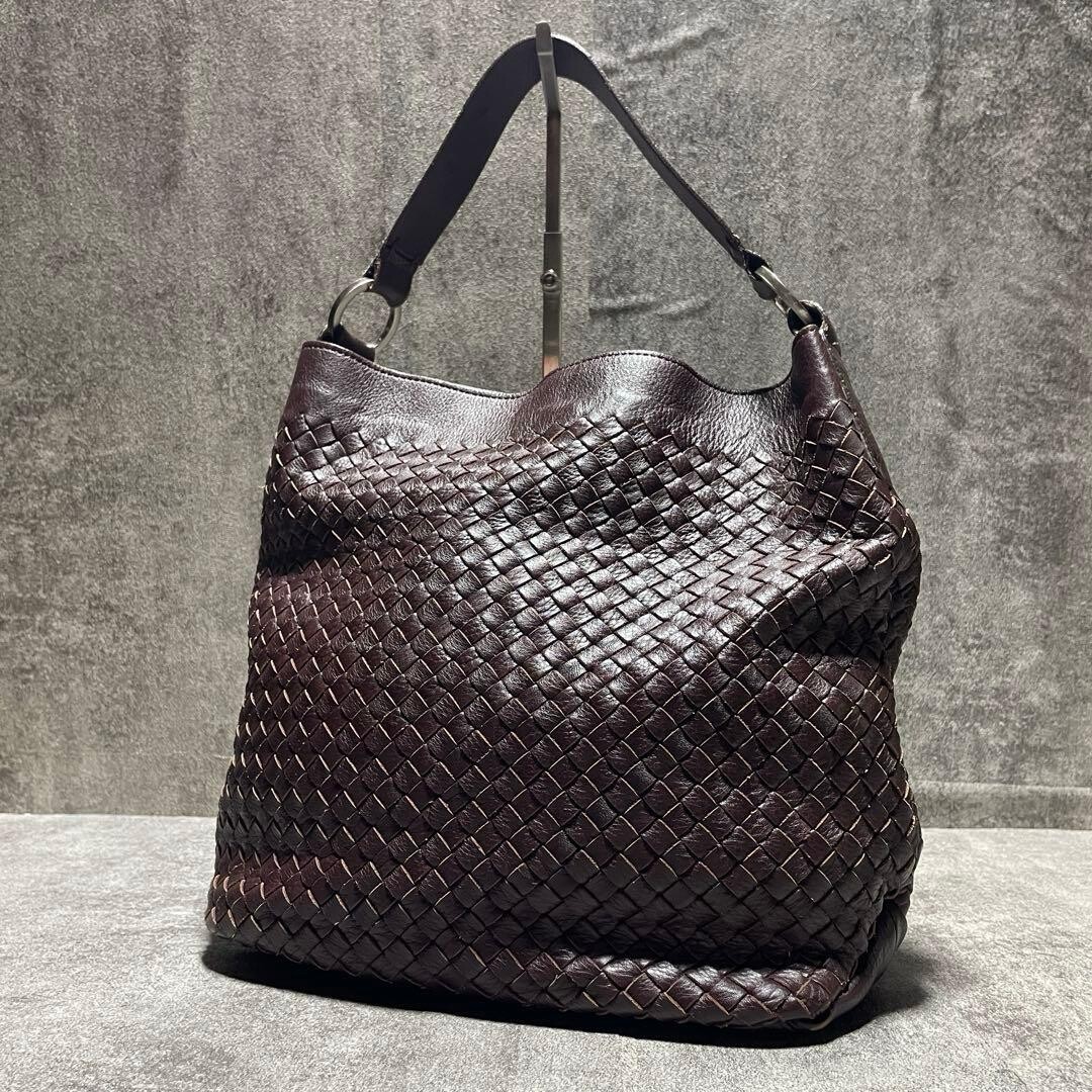 FALORNI Shoulder Bag Intrecciato Braided Dark Brown Authentic From Japan