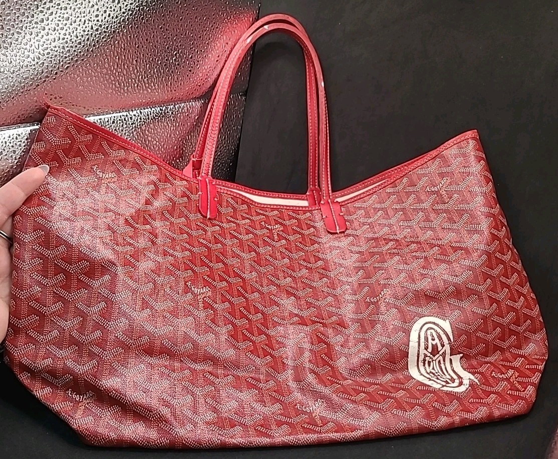 Goyard Saint Louis PM Canvas Leather Tote Bag – Red