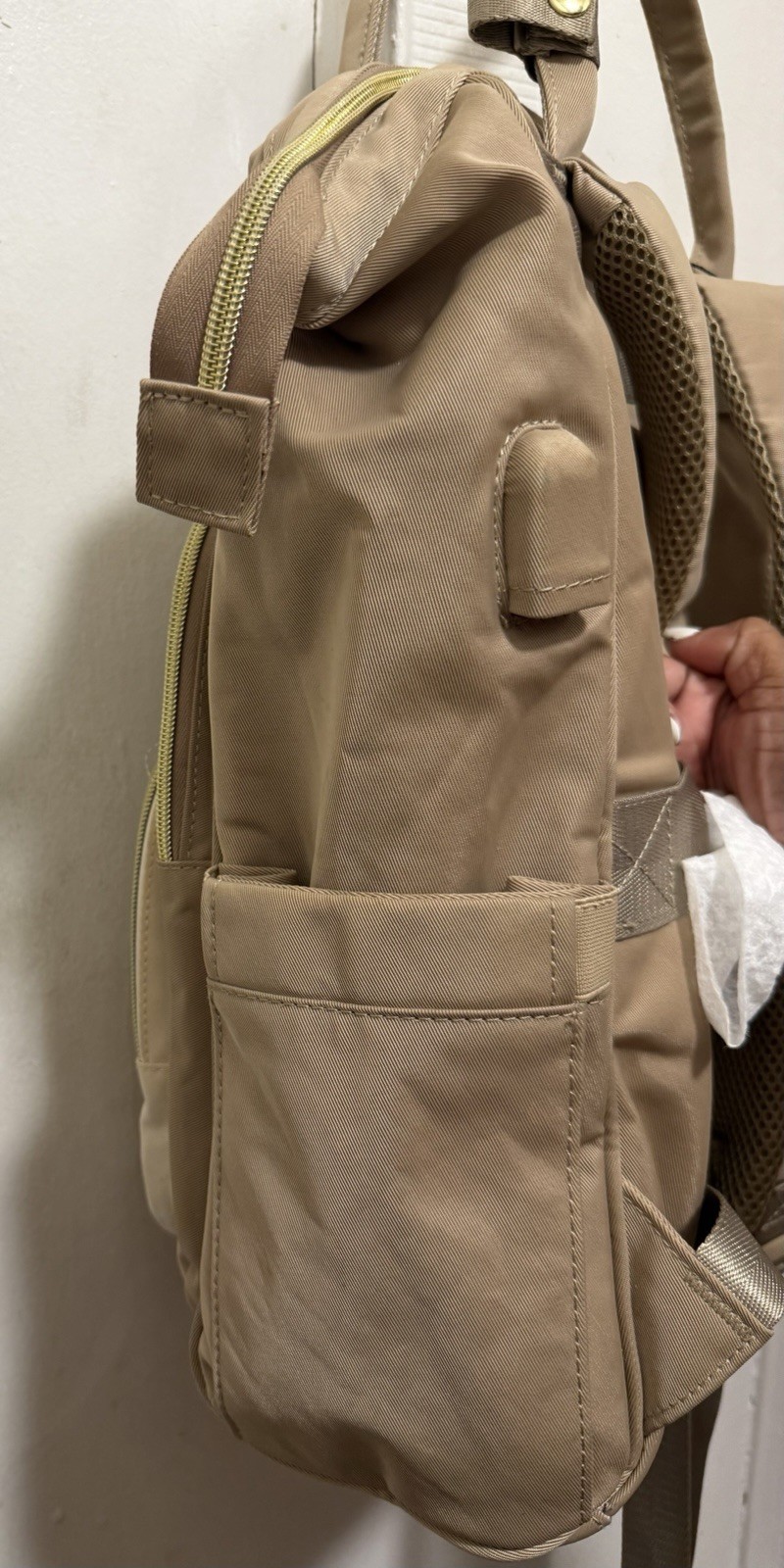 LOVEVOOK Chevron Backpack For Women, Travel, Laptop, 15.6 Beige/Khaki