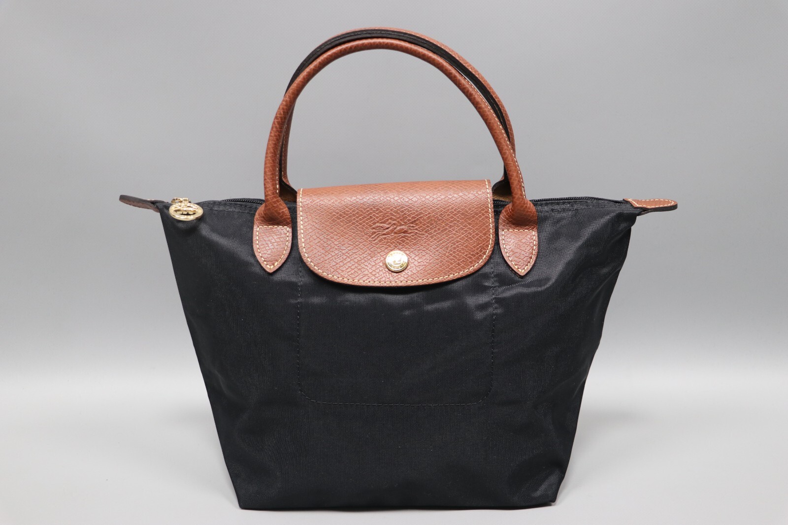 LONGCHAMP Le Pleage Womens Black PVC Canvas/Leather Tote Hand Bag Size Small