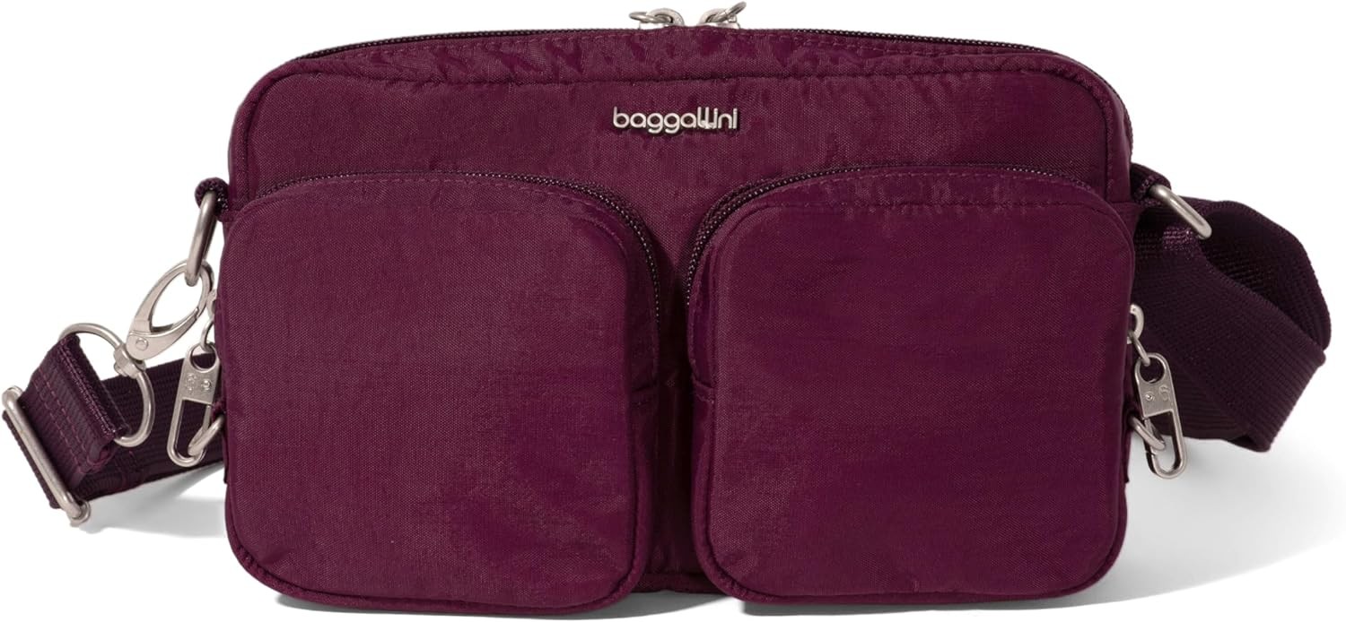Baggallini Securtex Anti-Theft Treasure Crossbody 9″x5.5″ Small, Mulberry