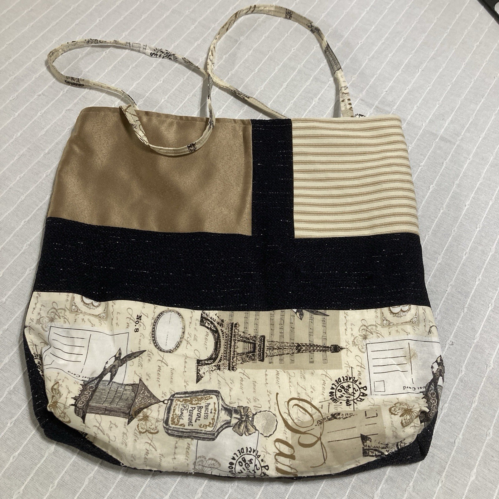 Parisian Themed Tote Bag Black and White