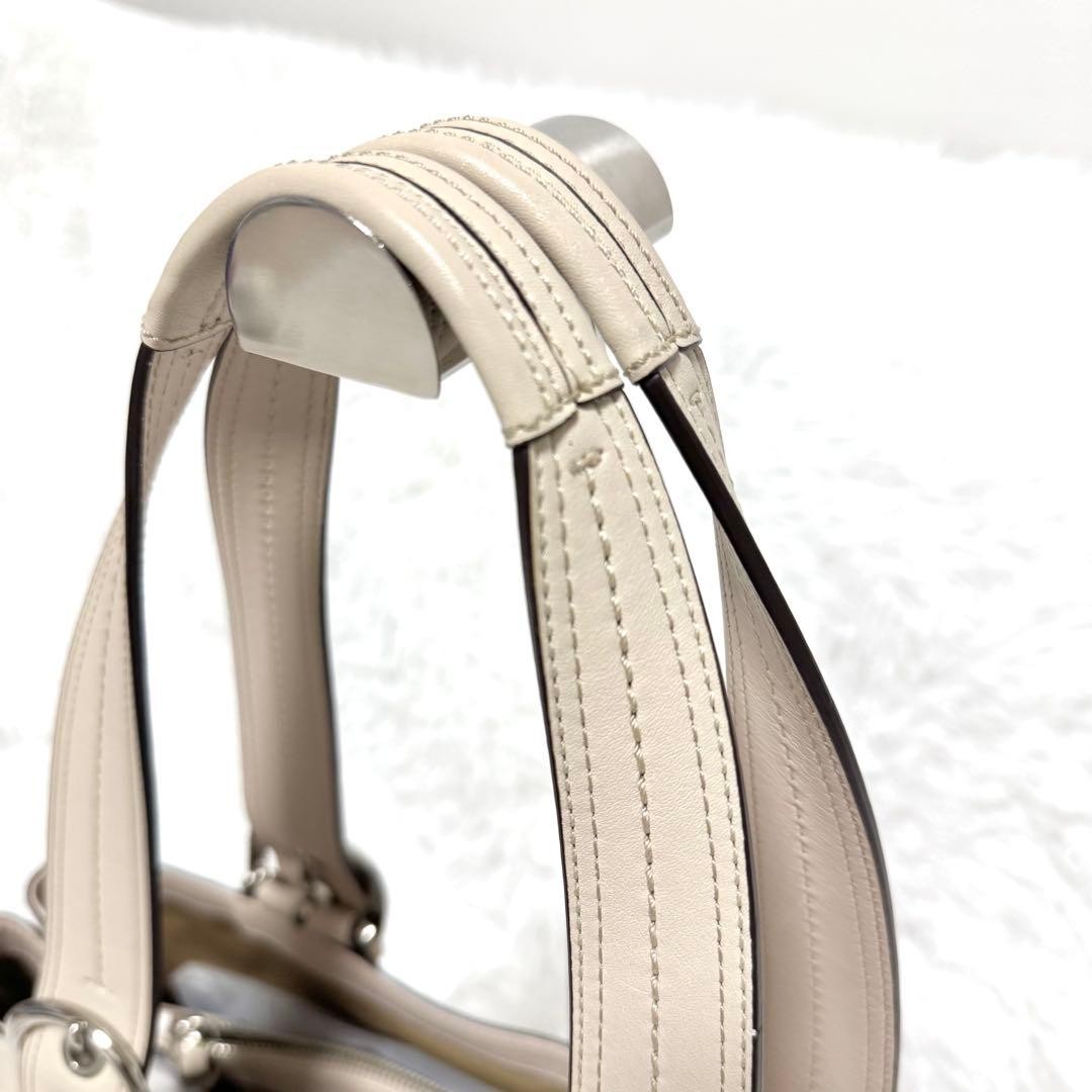 COACH Soho Leather Tote Bag 23cm x 46cm Large Capacity White