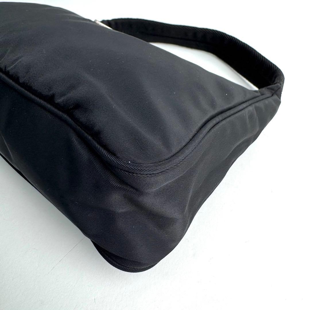 Prada Triangle One Shoulder Bag Nylon Black Used Authentic
