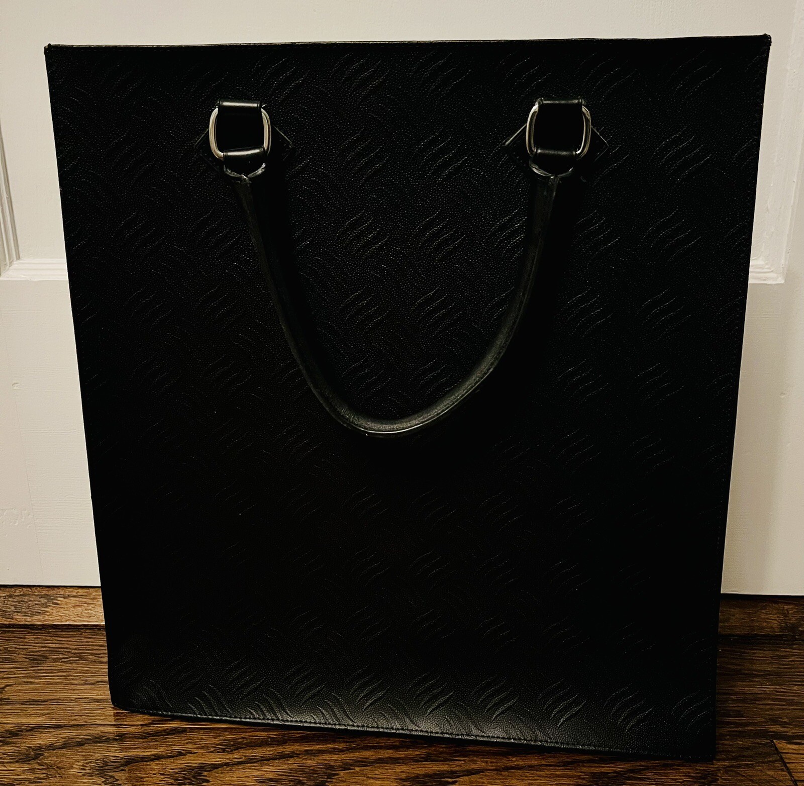 Vintage Lalique Leather Tote Travel Bag Handbag Black France NEW Old Stock