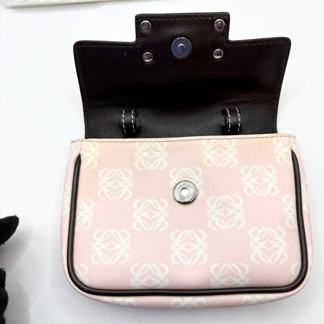 LOEWE Mini Pouch Pink Anagram Logo Leather Case 3WAY 5.12 x 3.94 x 1.18 inches