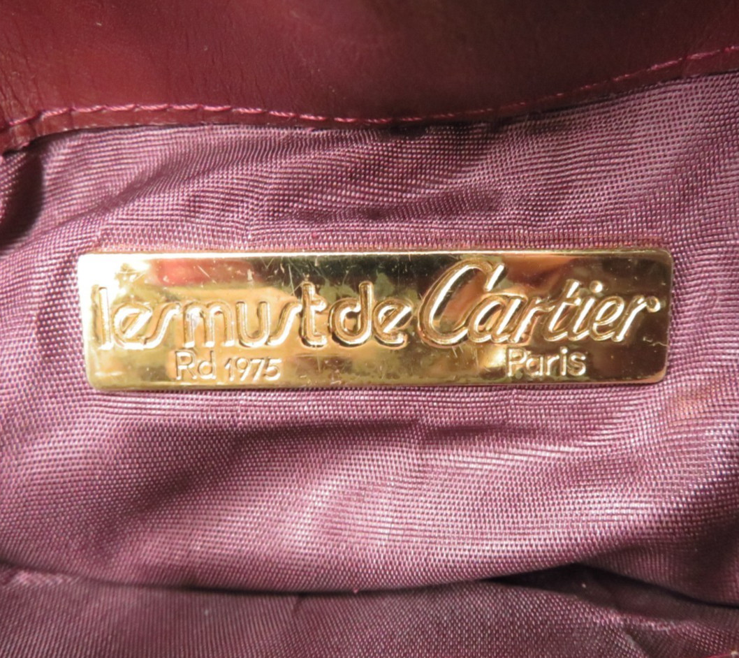 Authentic Must de Cartier Bordeaux Leather Drawstring shoulder Bag #47086