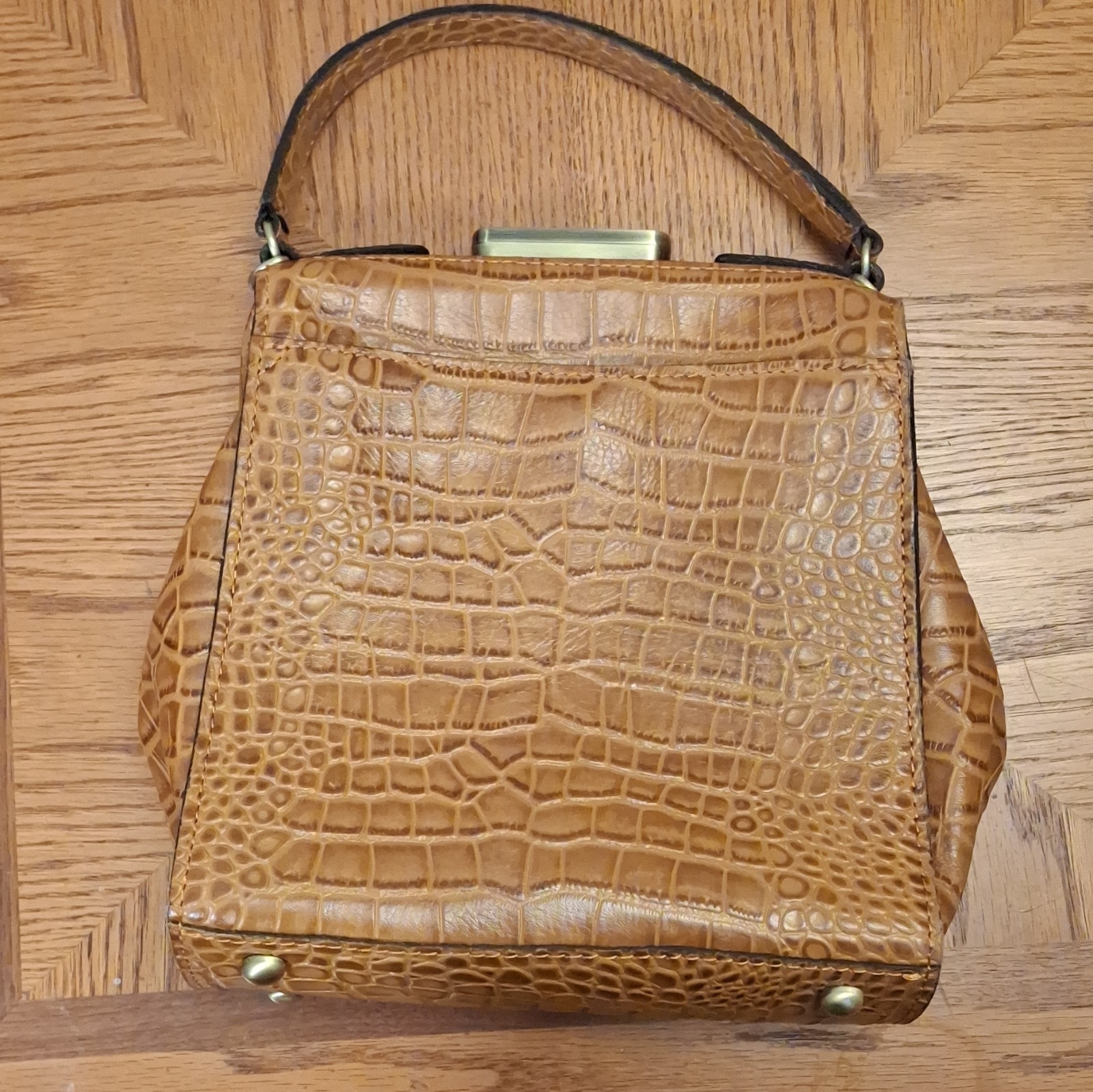 Patricia Nash Nela Crocodile Embossed Leather Satchel, Detachable Strap.