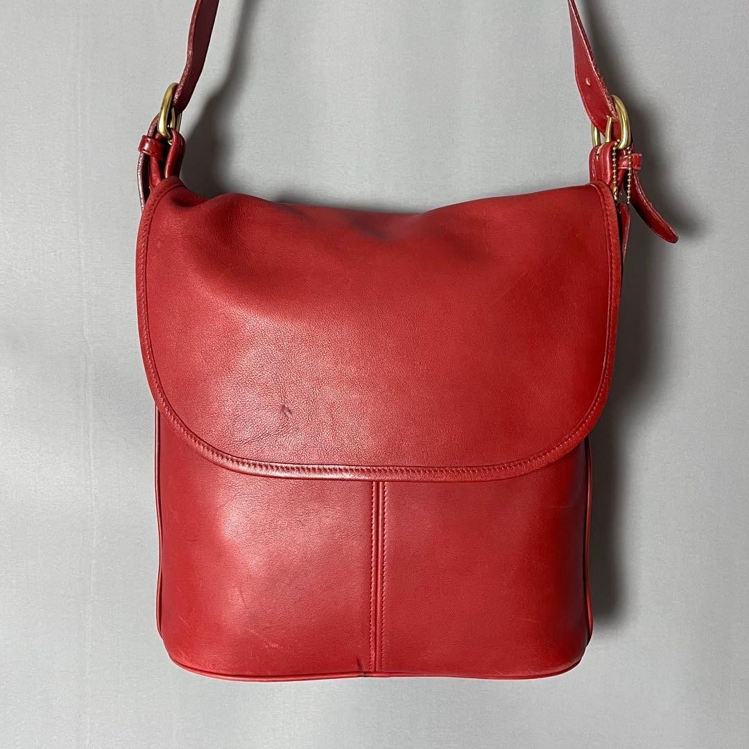Vintage Coach Whitney 4115 Red Leather Soho Flap Shoulder Bag Purse From Japan