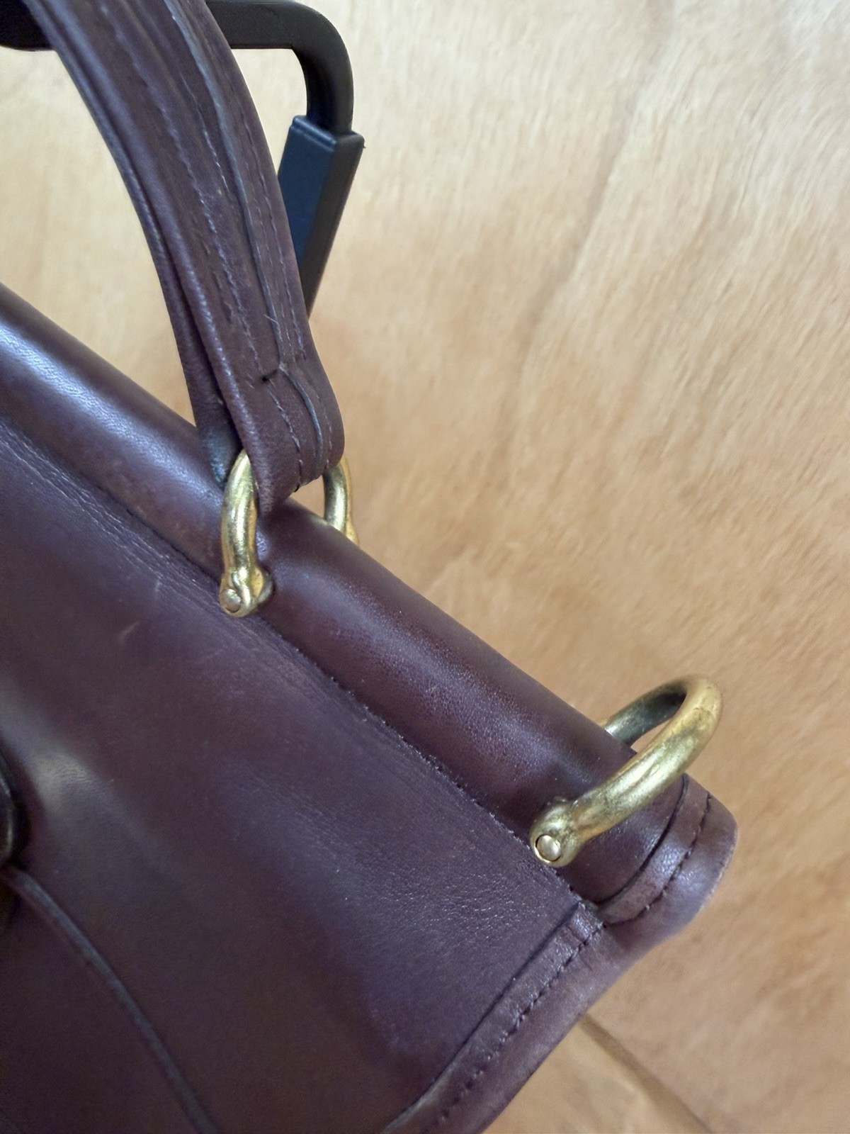 COACH Vintage 80s/90s Willis 9927 Mahogany Brown Leather Handbag Purse W/O Strap