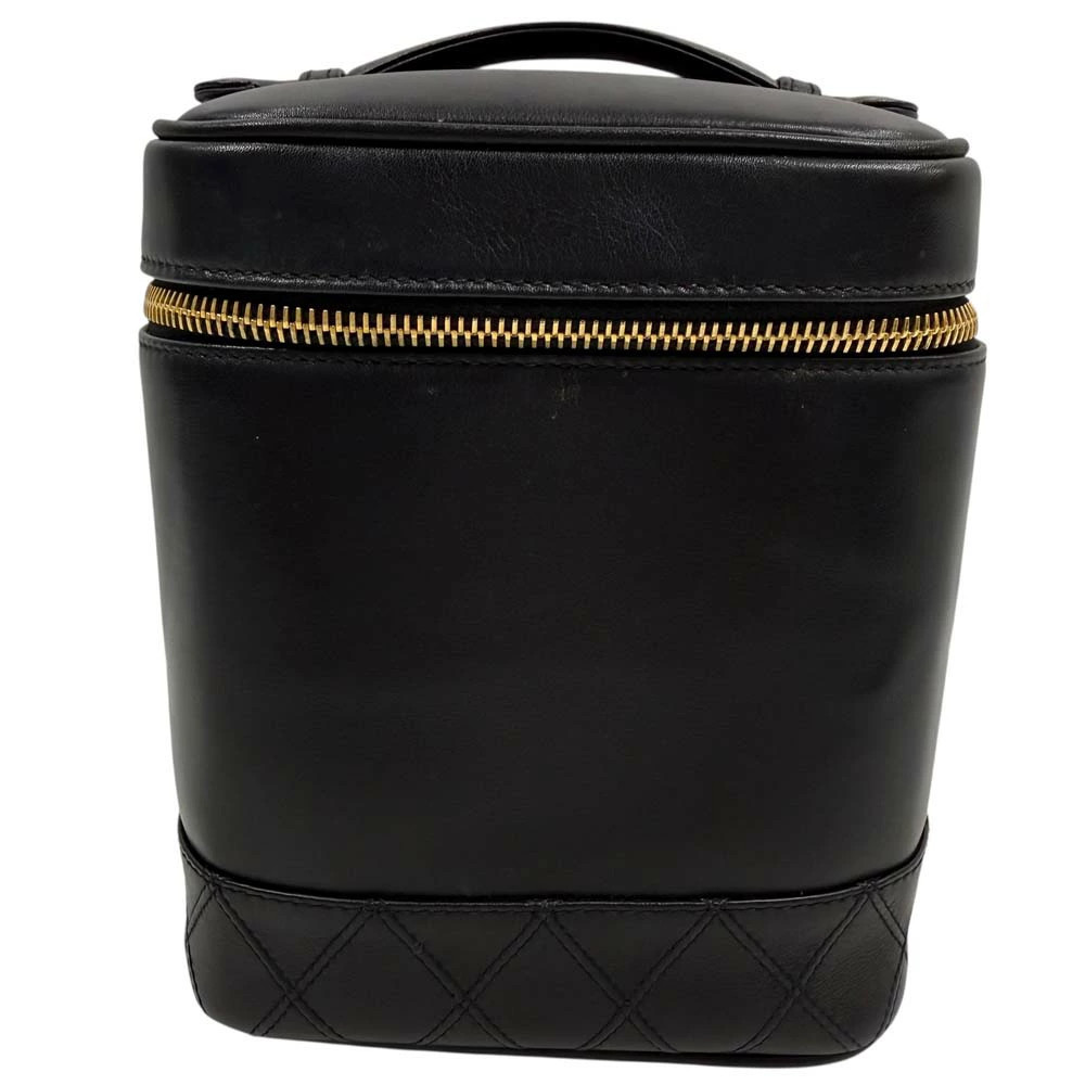 CHANEL A01619 Bicolor Vanity Bag black Handbag Used with Card