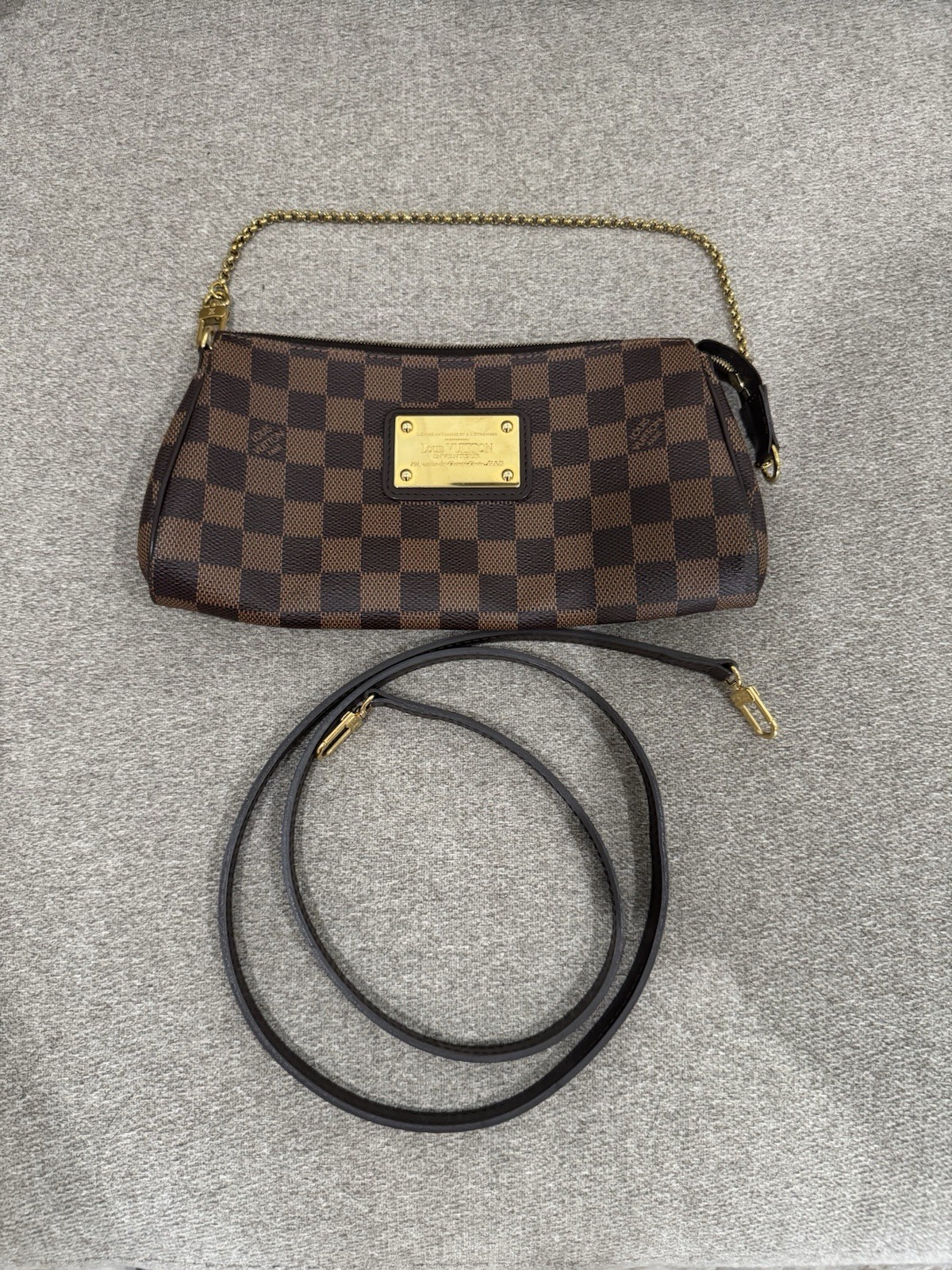 Genuine Louis Vuitton Eva Clutch Damier Ebene