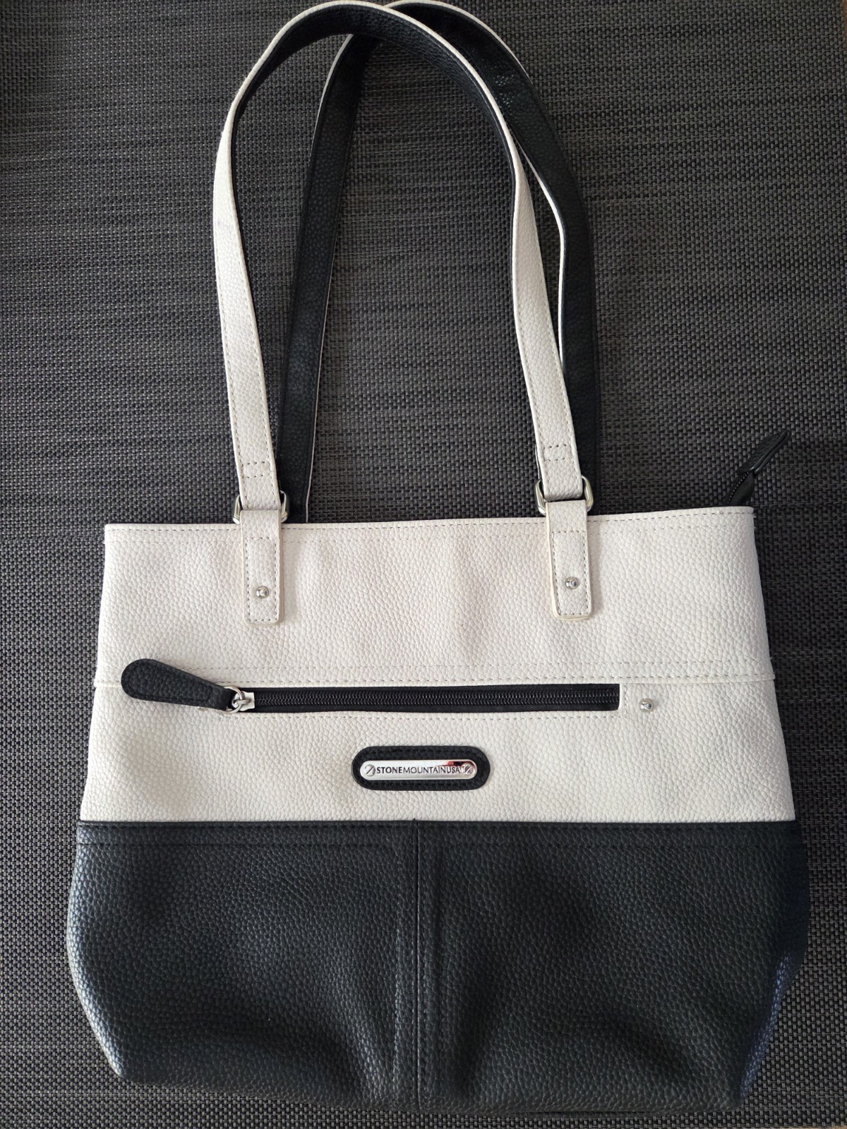 WHITE MOUNTAIN PURSE / HANDBAG ~ TALIA BONDED LEATHER ~ BLACK & WHITE ~ EUC!