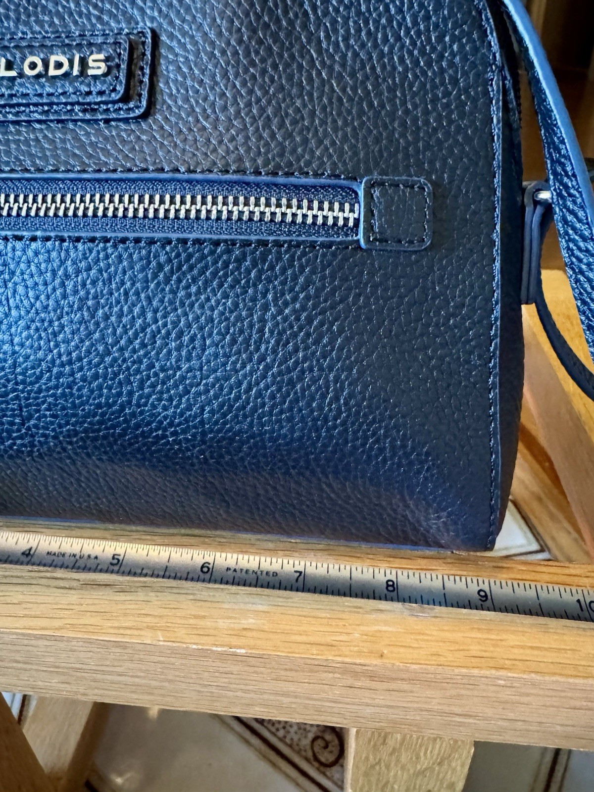 Lodis Pebbled Leather Crossbody Bag Charlotte Purse Navy Classic Designer