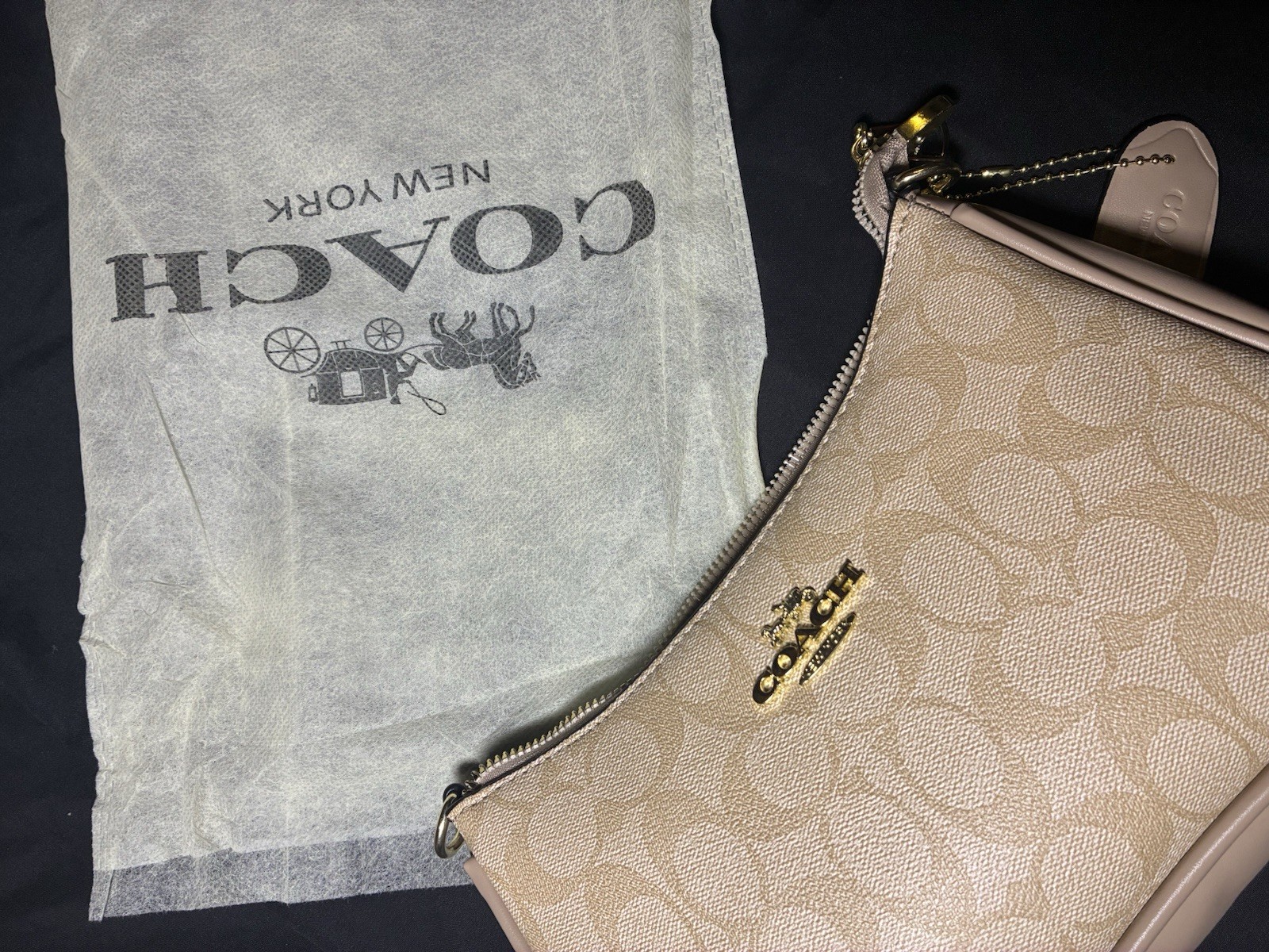 Coach Teri Shoulder Bag Signature Canvas Khaki