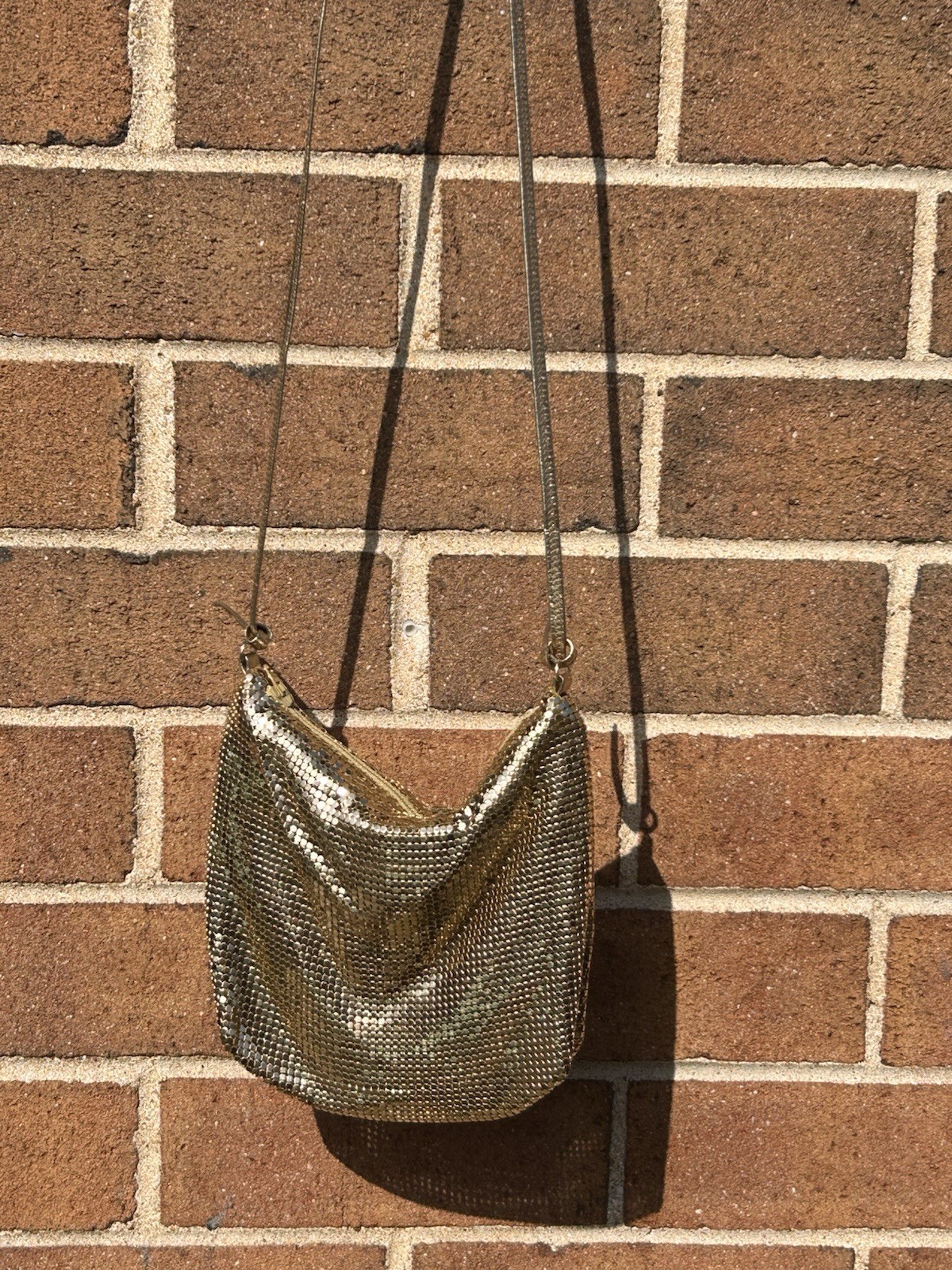 Whiting & Davis Mesh Bronze/Copper Crossbody Handbag Evening Bag 7” x 6” EUC