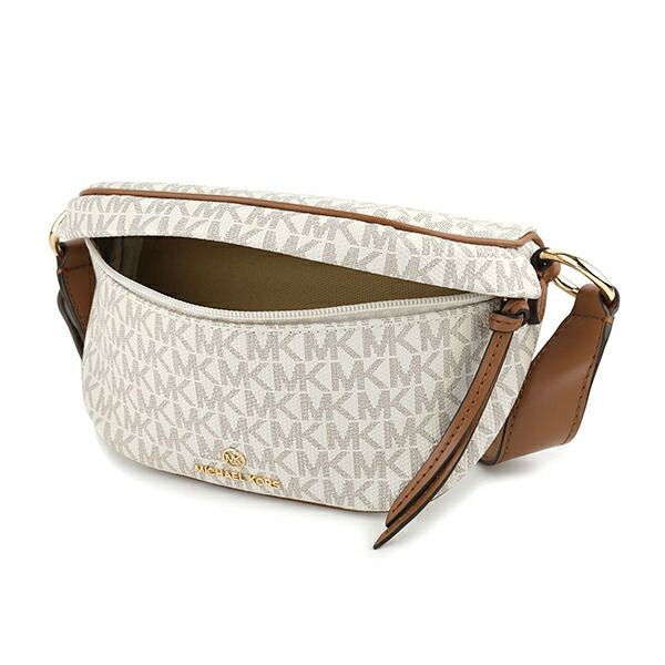 Michael Kors Slater Small Belt Bag PVC Canvas Leather White Beige Crossbody Bag