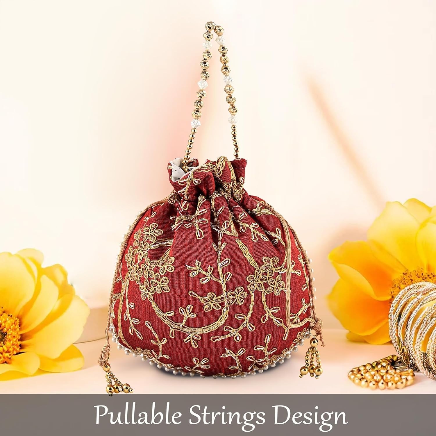 Embroidered Potli Silk Storage Potli Pouches for Jewelleries Handmad Gift Bags 1