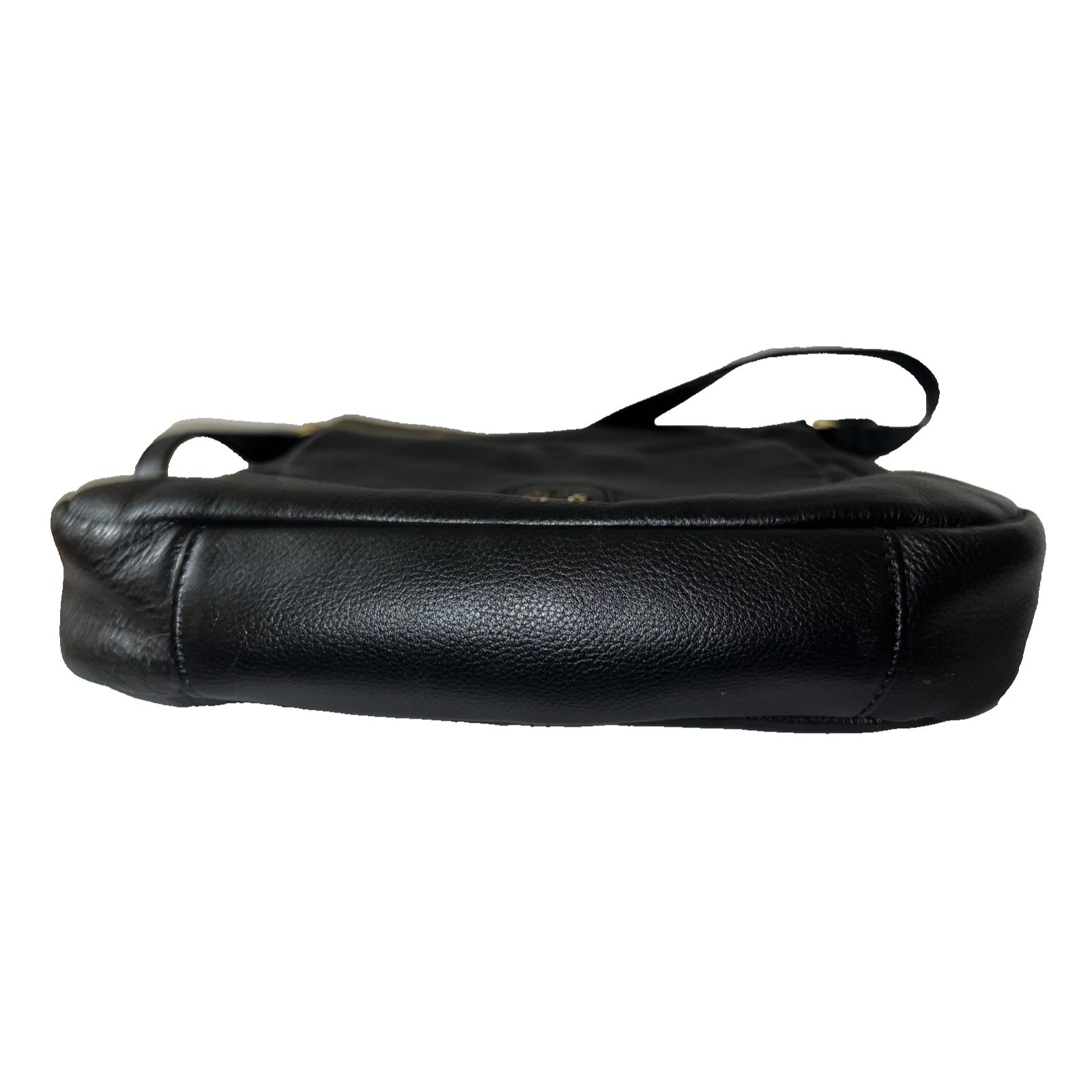 Tula Black Pebbled Leather Shoulder Bag Gold Hardware Adjustable Strap Pocket