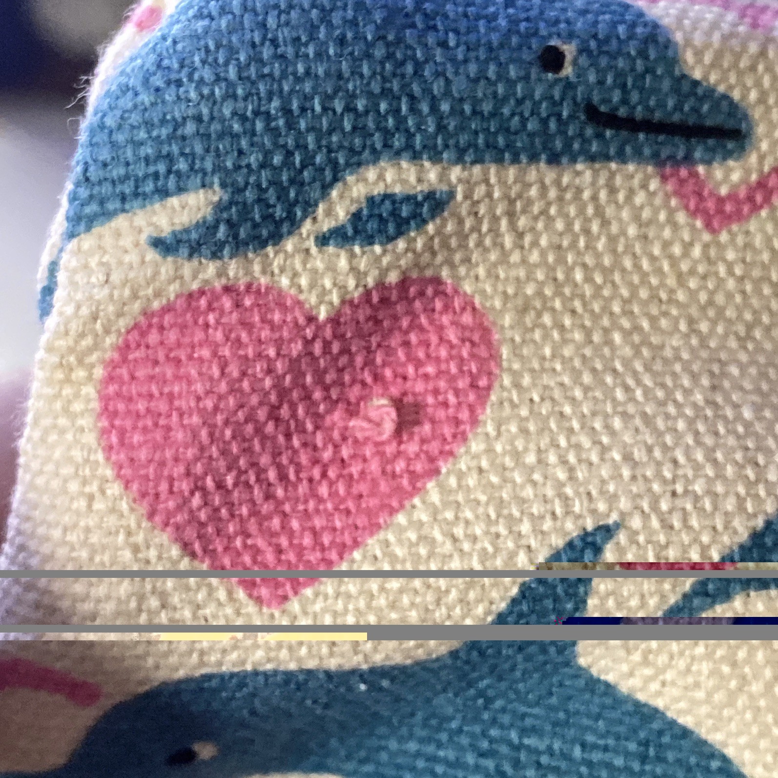 Bungalow 360 Crossbody Purse Shoulder Bag Blue Dolphin Pink Heart Canvas NWT