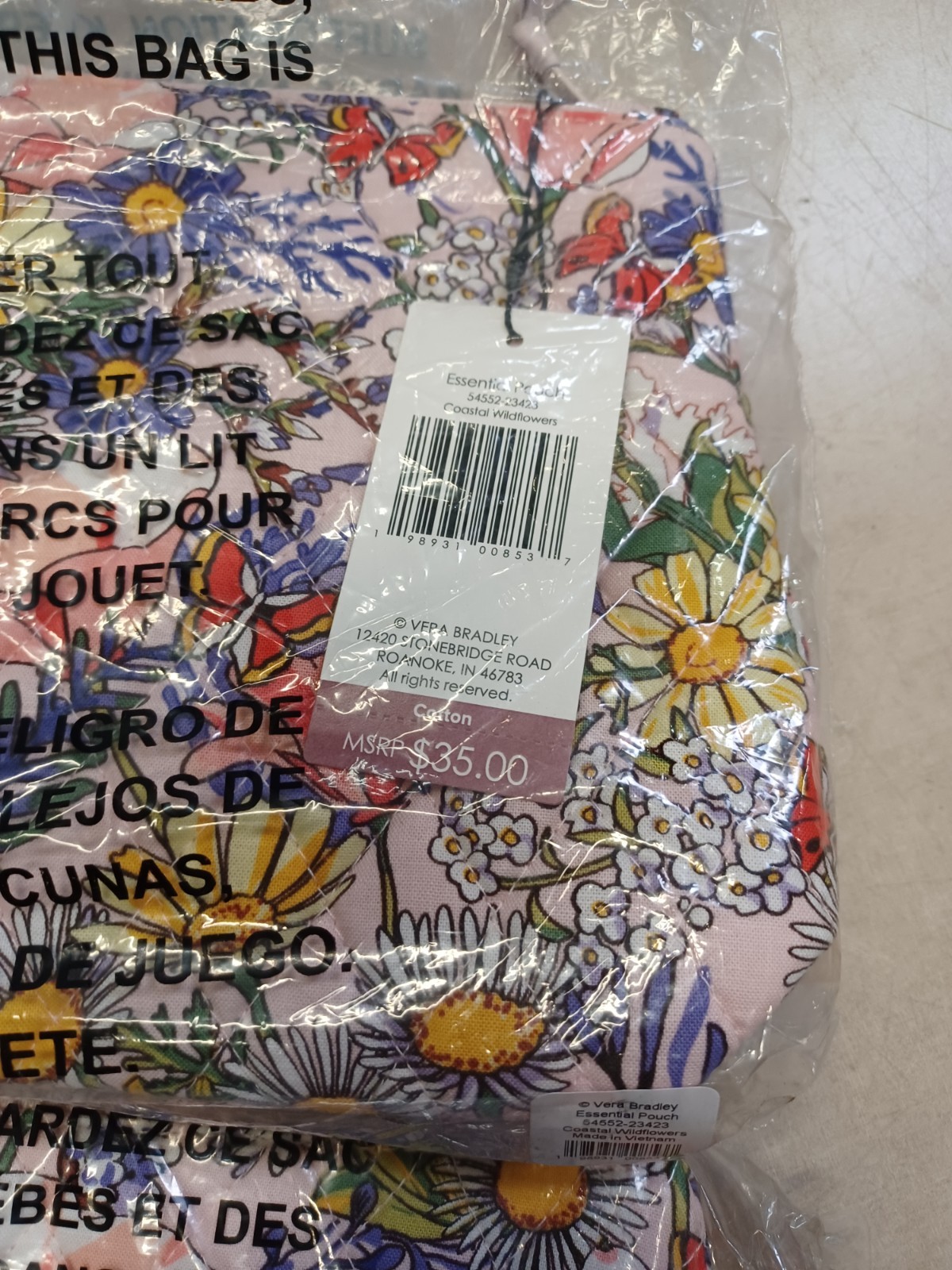 Vera Bradley Essential Pouch Coastal Wildflowers NWT 54552-23423