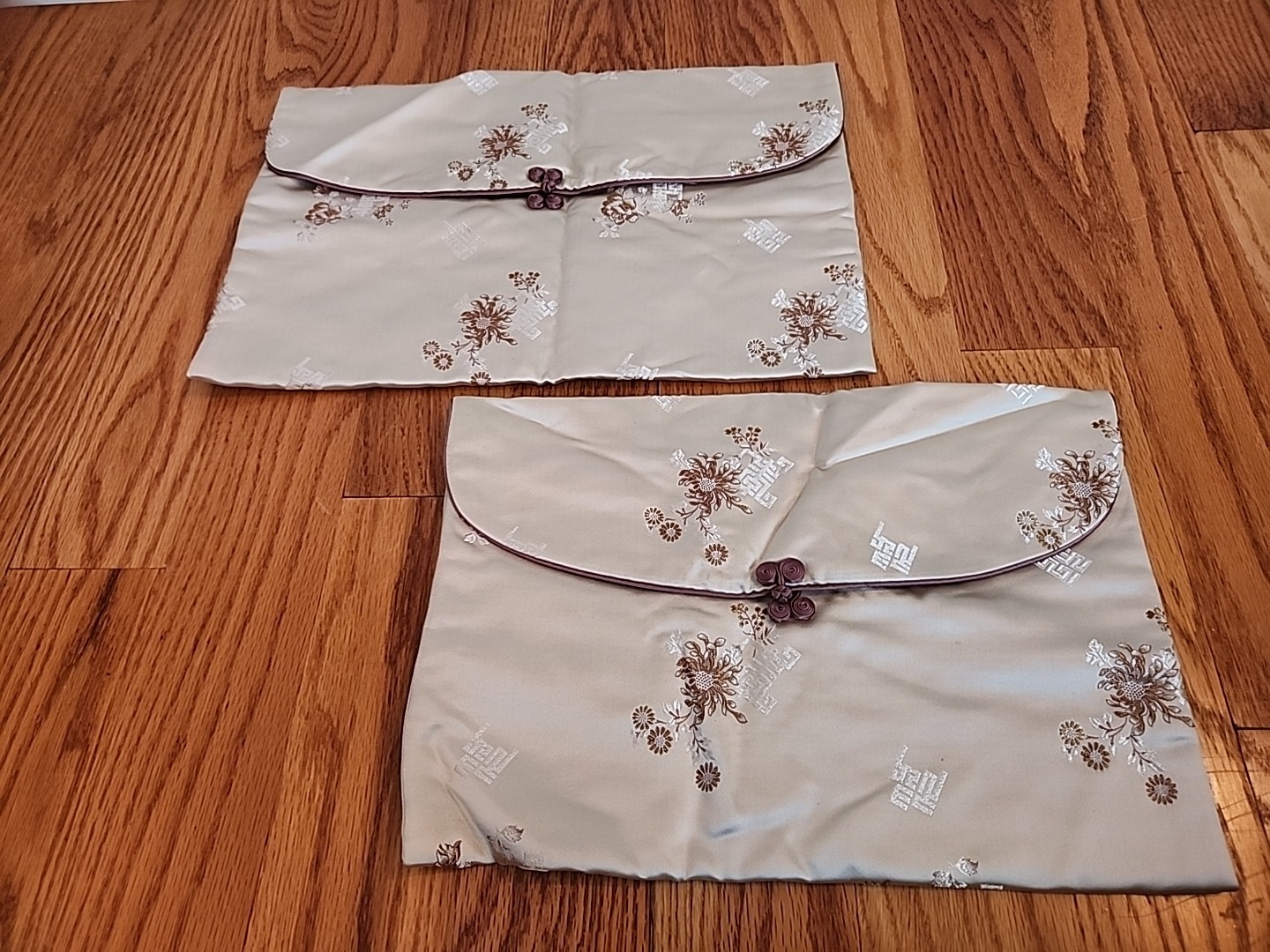 Asian Silk Embroidery Bags Lot Of 2