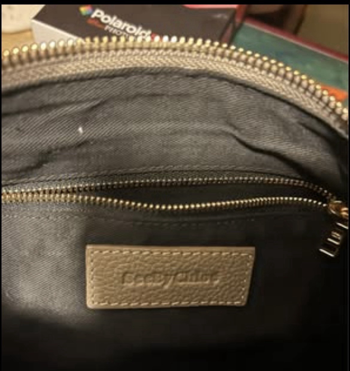 See By Chloé Taupe Shoulder Bag Whipstitch Zip Gold Hardware Designer