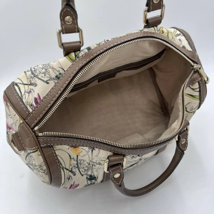 Gucci Flora Joy Duffle Bag 2Way Handbag Shoulder Bag Floral Canvas Authentic