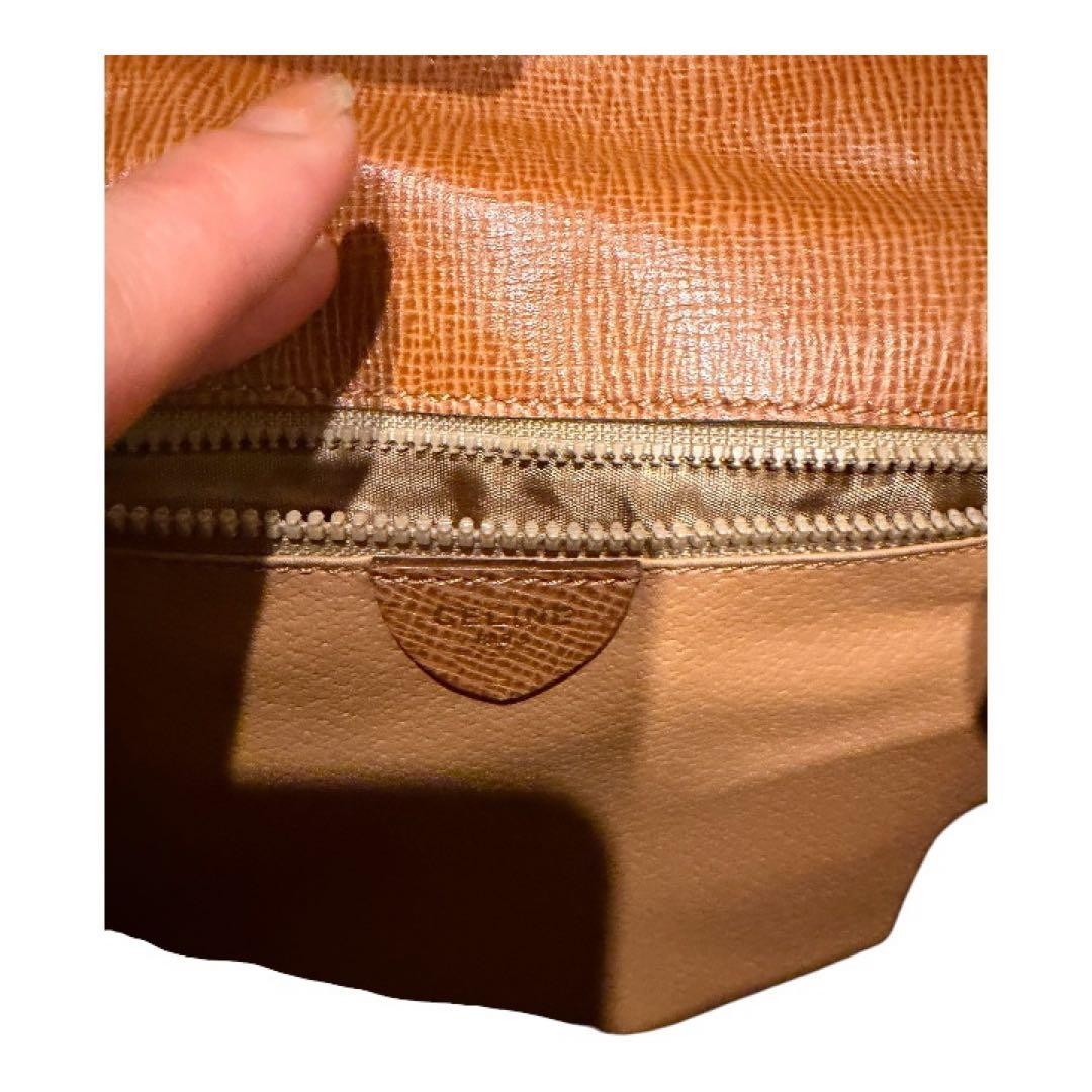 CELINE Old Celine Handbag Camel Leather Circle Logo Vintage