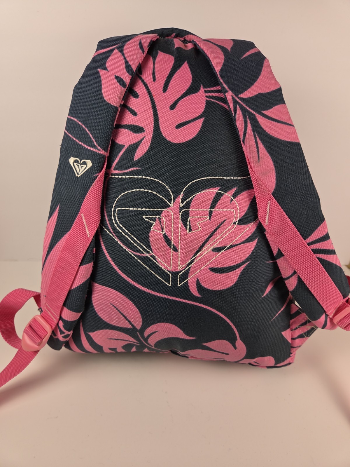 Roxy Backpack Bag Dark Gray and Pink Floral