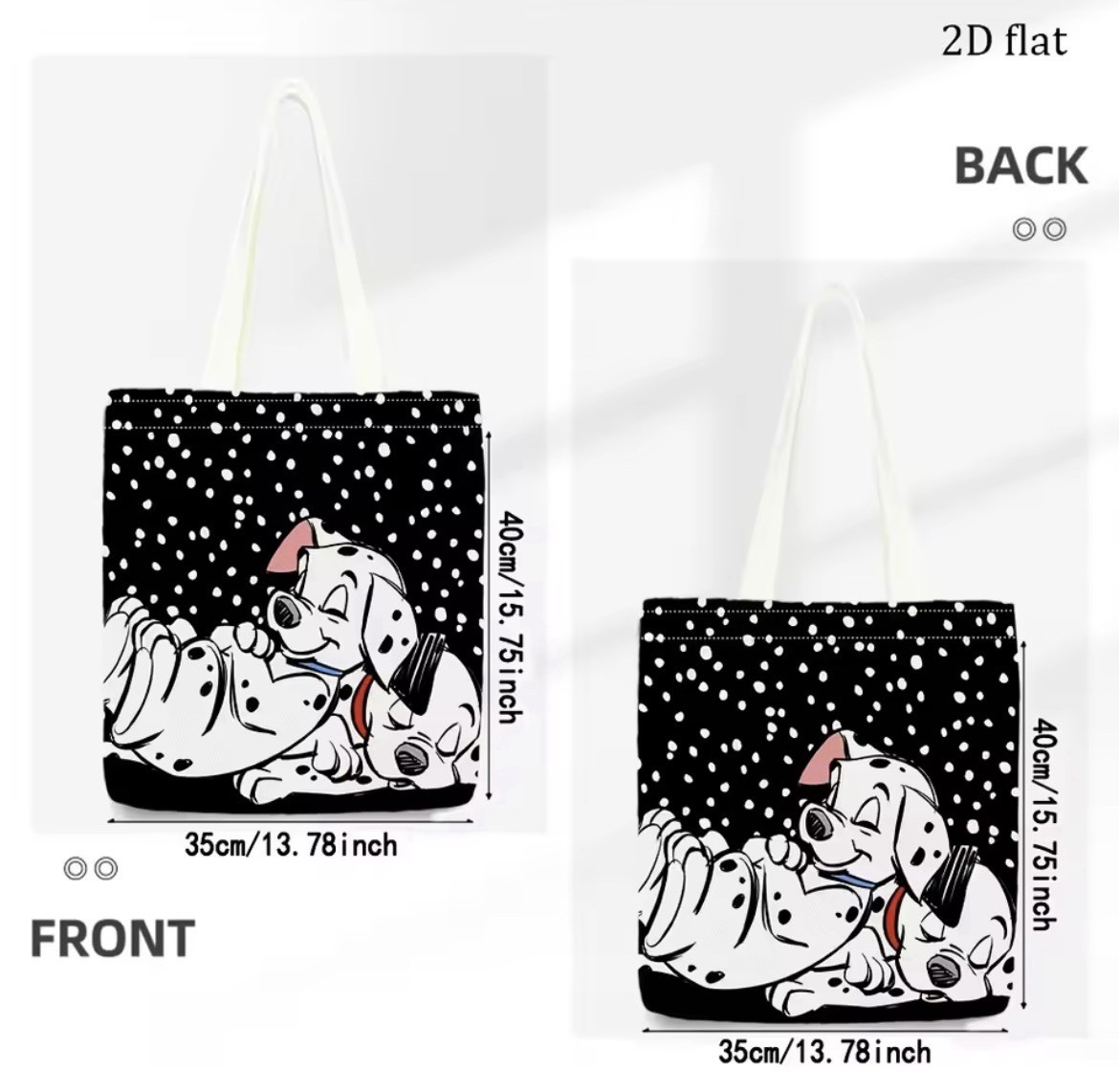 New 16” Disney 101 DALMATIANS Canvas Bag POLKA DOT Purse LUCKY Penny Tote PUPPY