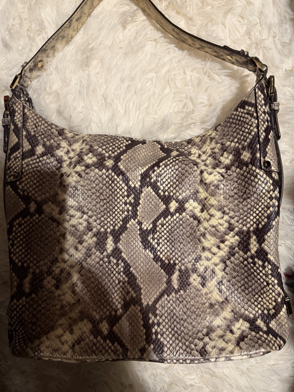 Michael kors Snake Print Women’s Hobo Shoulder Bag Brown Beige Gold Hardware
