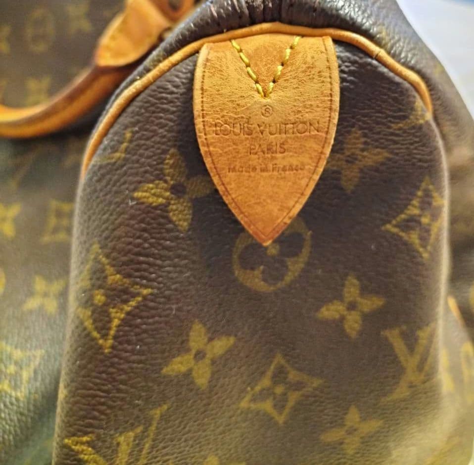 LOUIS VUITTON Monogram Canvas Speedy Bag Nume Leather Trim 34cm L 25cm H 17cm W