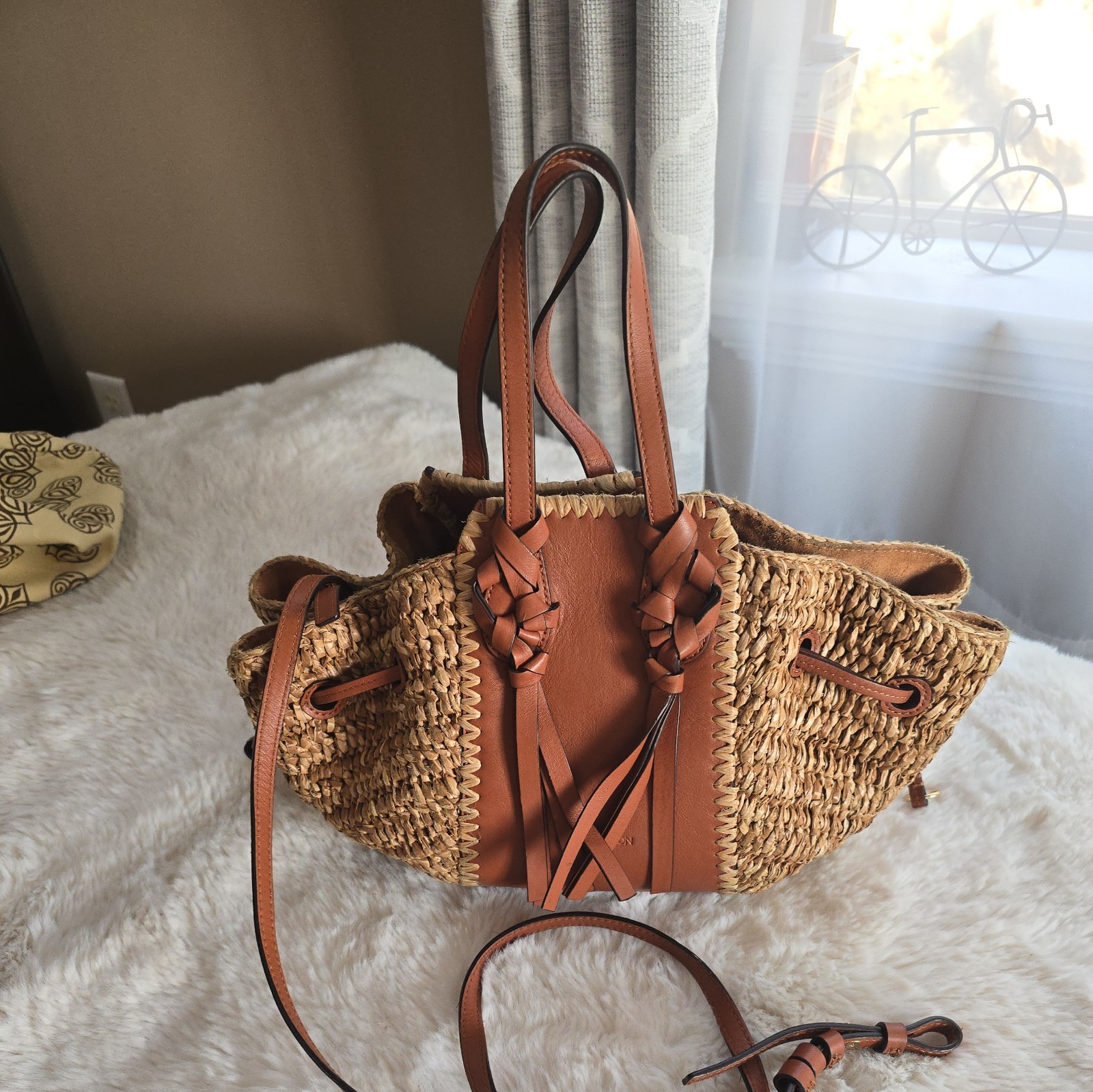 Ulla Johnson Women’s Beige Gio Raffia Leather Straw Bag