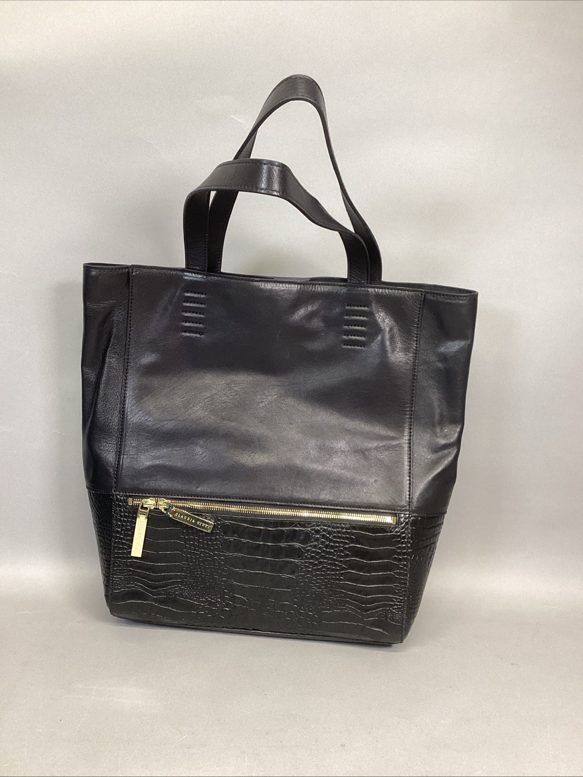 Claudia Ciuti Large Black Leather Shoulder Bag