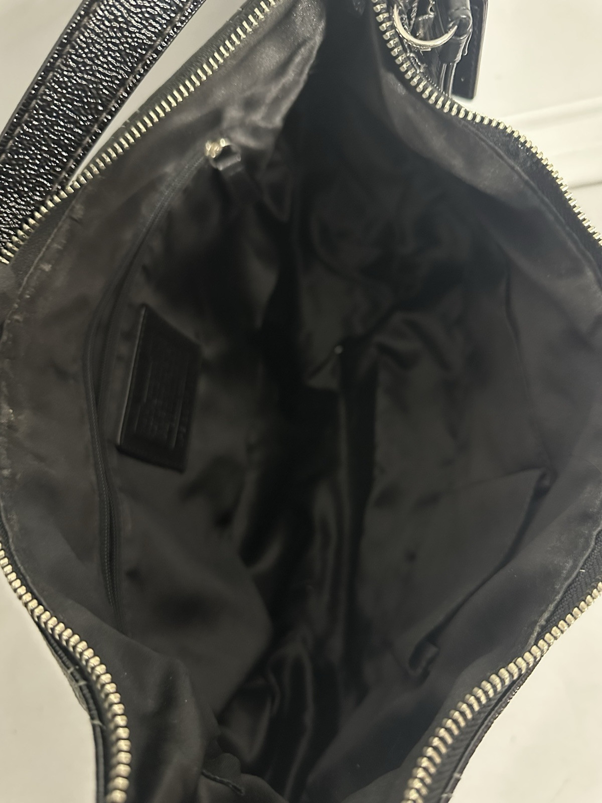 Coach Patent Leather Stitched Logo Hobo Shoulder Bag