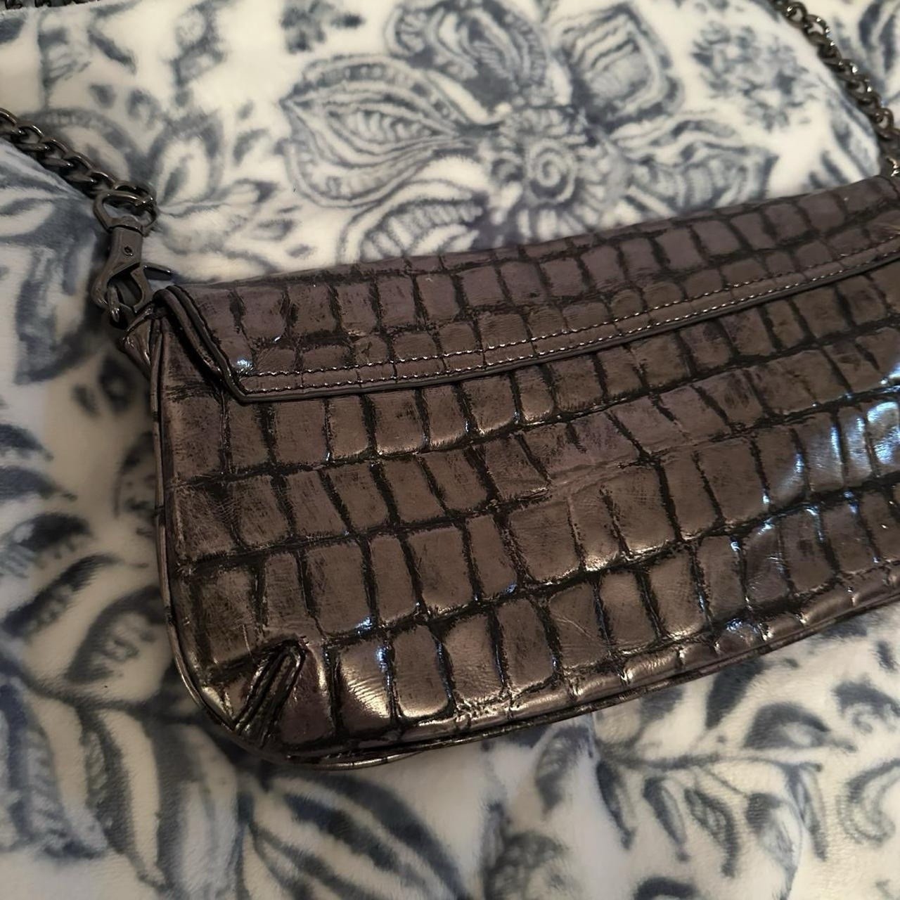 Rare Vintage Badgley Mischka brown croc print crossbody bag, excellent condition