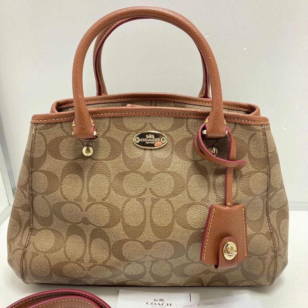 COACH handbag for women, PVC coated canvas, beige