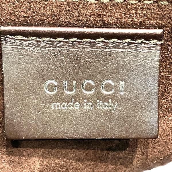 GUCCI metal handle Shoulder bag Leather Dark Brown Vintage Authentic From Japan