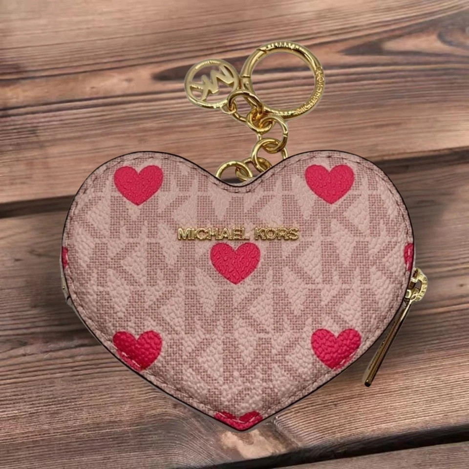 Michael Kors Jet Set Women Small Heart Crossbody Bag+Coin Purse Set Powder Blush