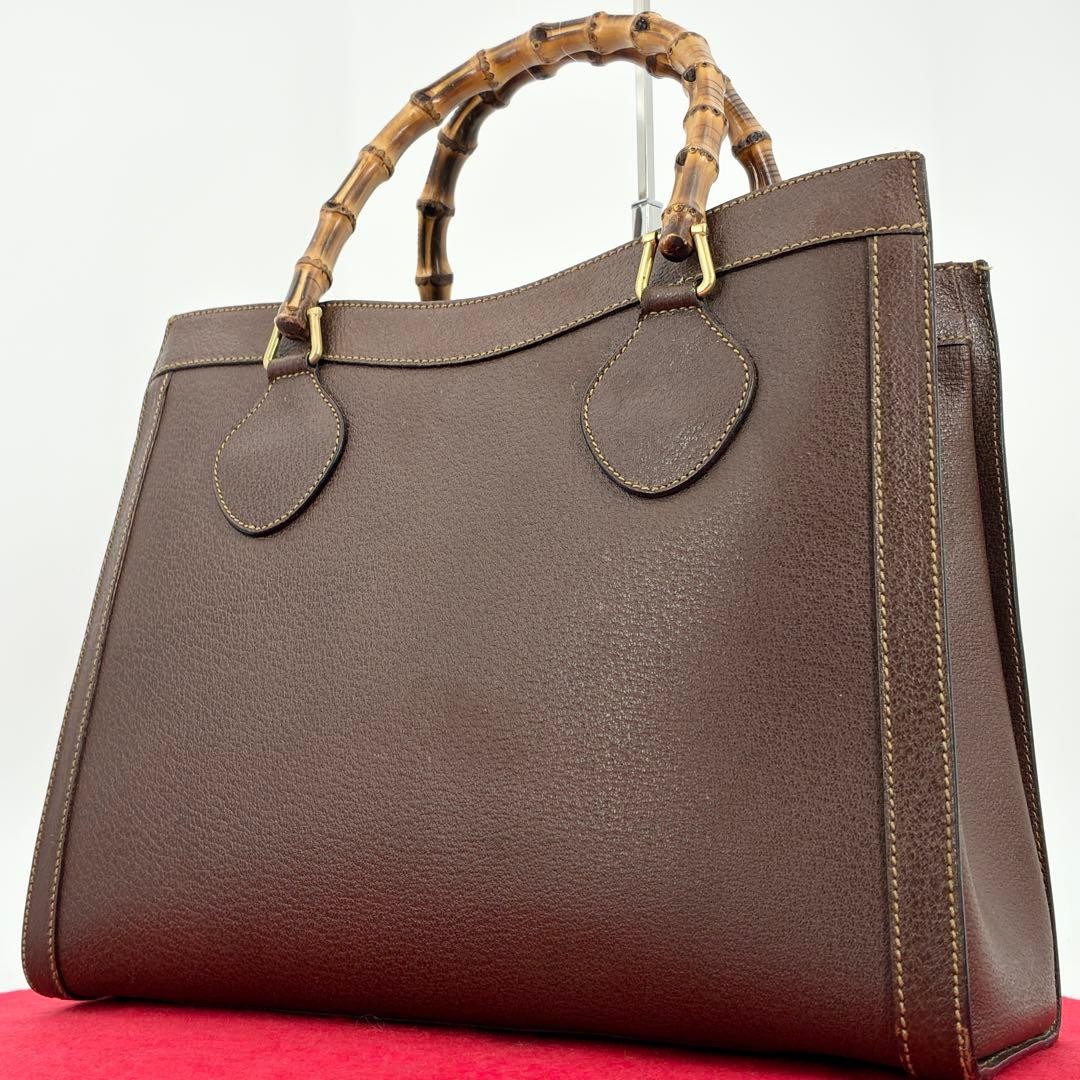 Authentic GUCCI Diana Bamboo Leather Tote Bag Brown 28cm x 34cm x 15cm Excellent
