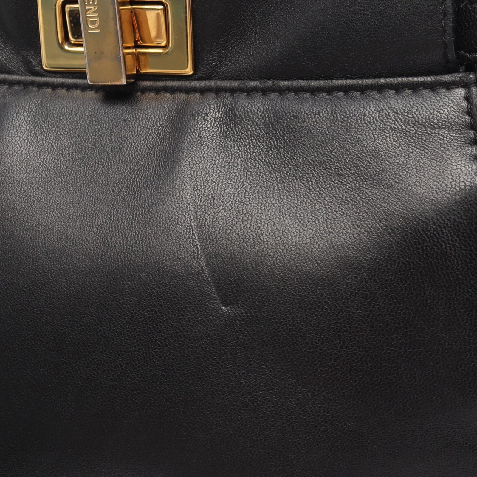 FENDI Mini Peek-a-Boo shoulder crossbody Handbag 8BN244 leather Black Used Women